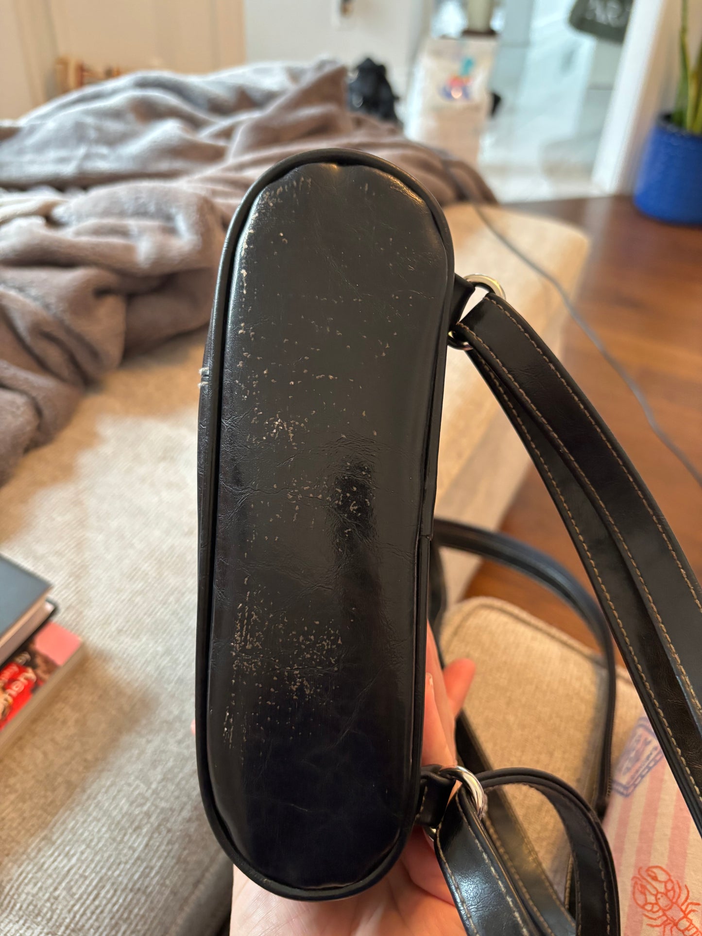 90's Black Leather Backpack