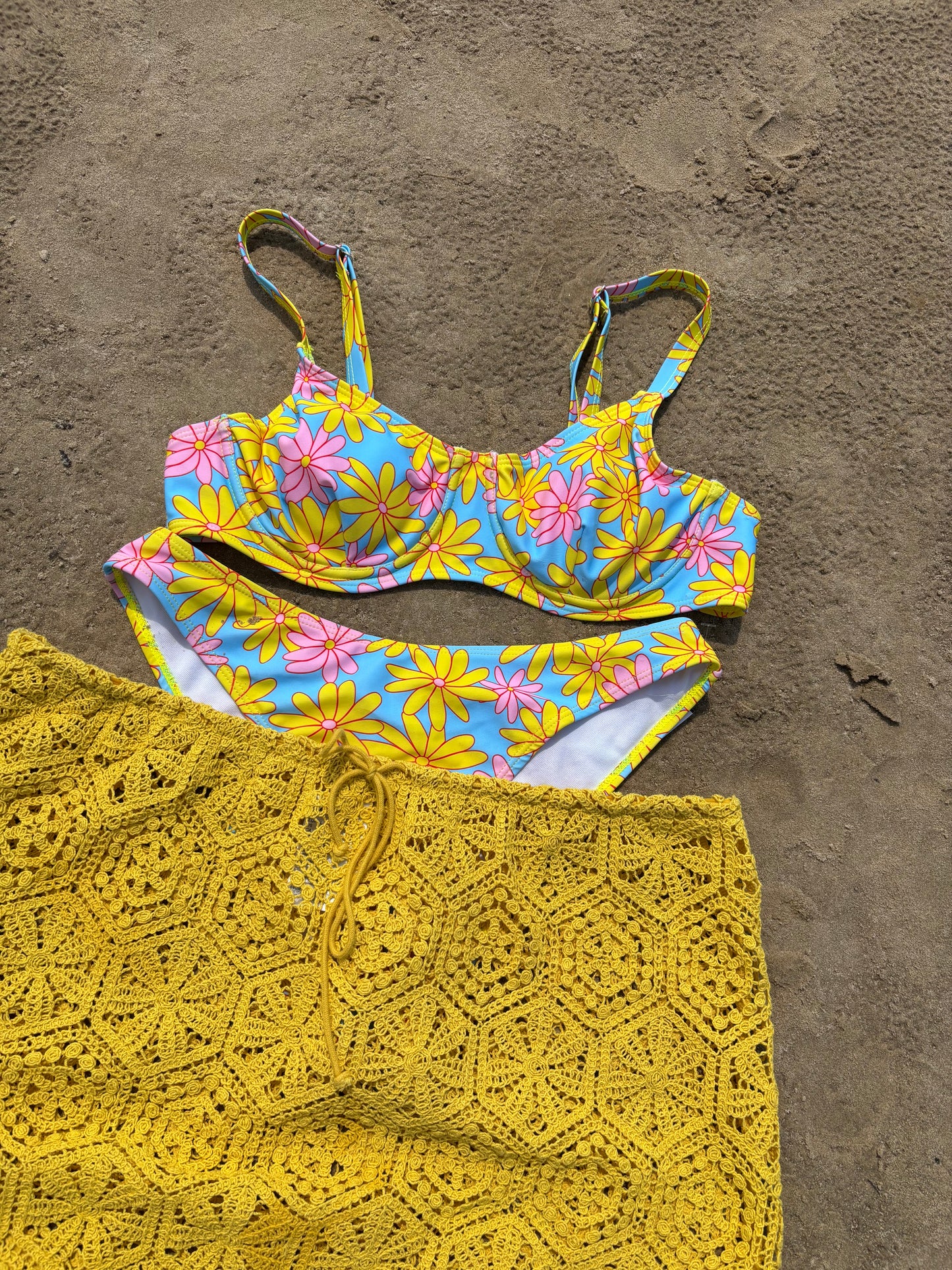 Yellow Crochet 2 Piece Set Size M/L