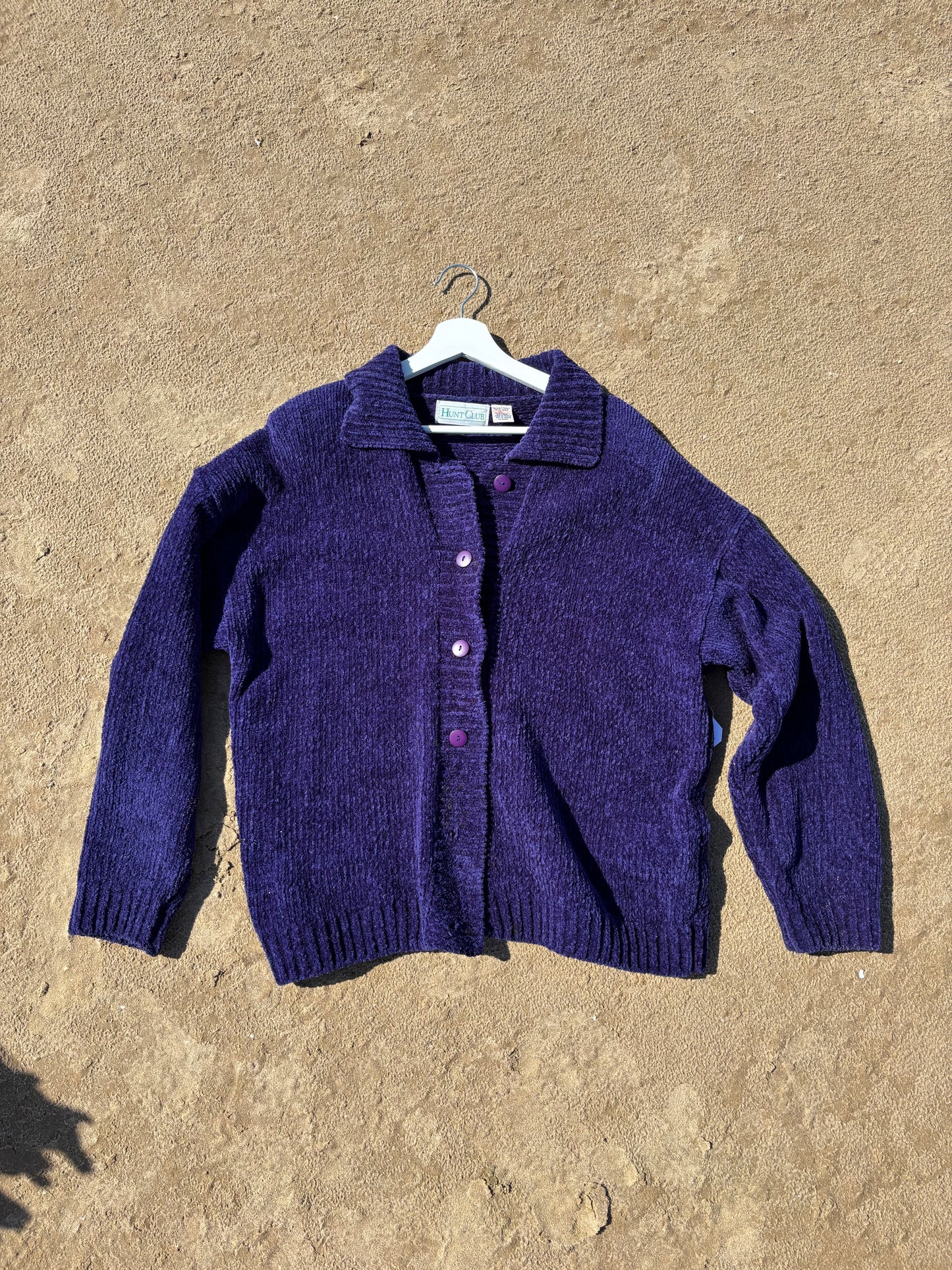 Dark Purple Vintage Button Down Knit Sweater