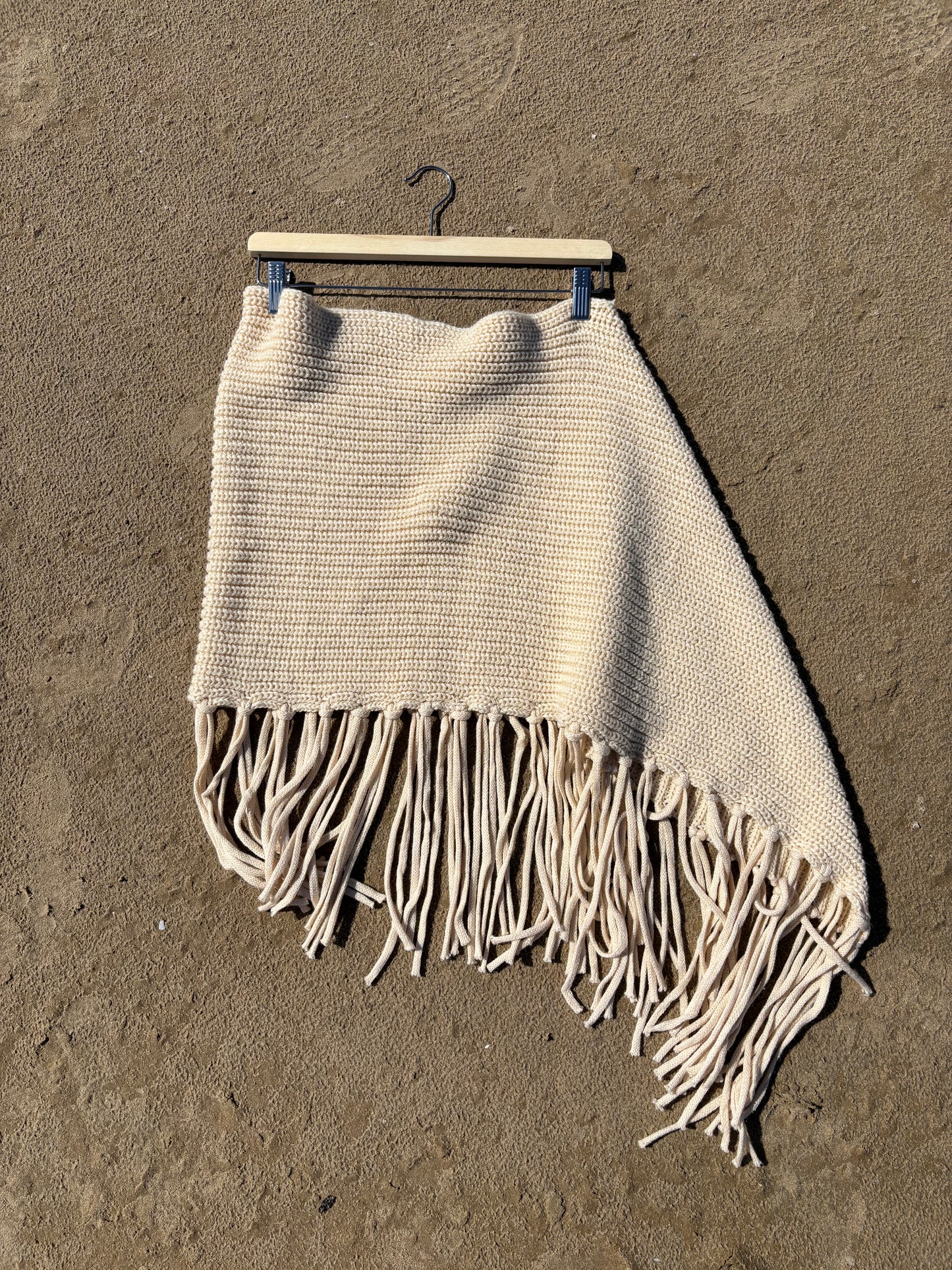 Asymmetrical Cream Knit Cape