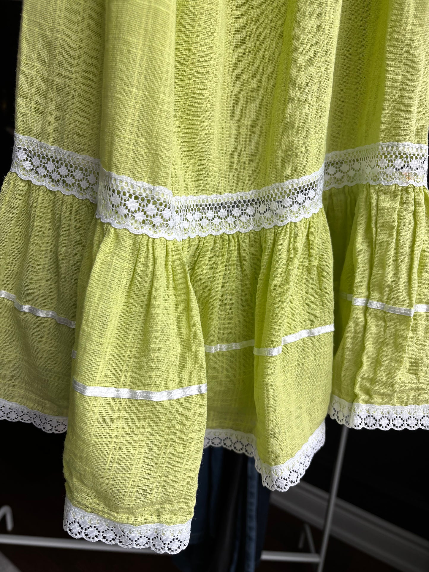 Green Crochet Detail Top Size S