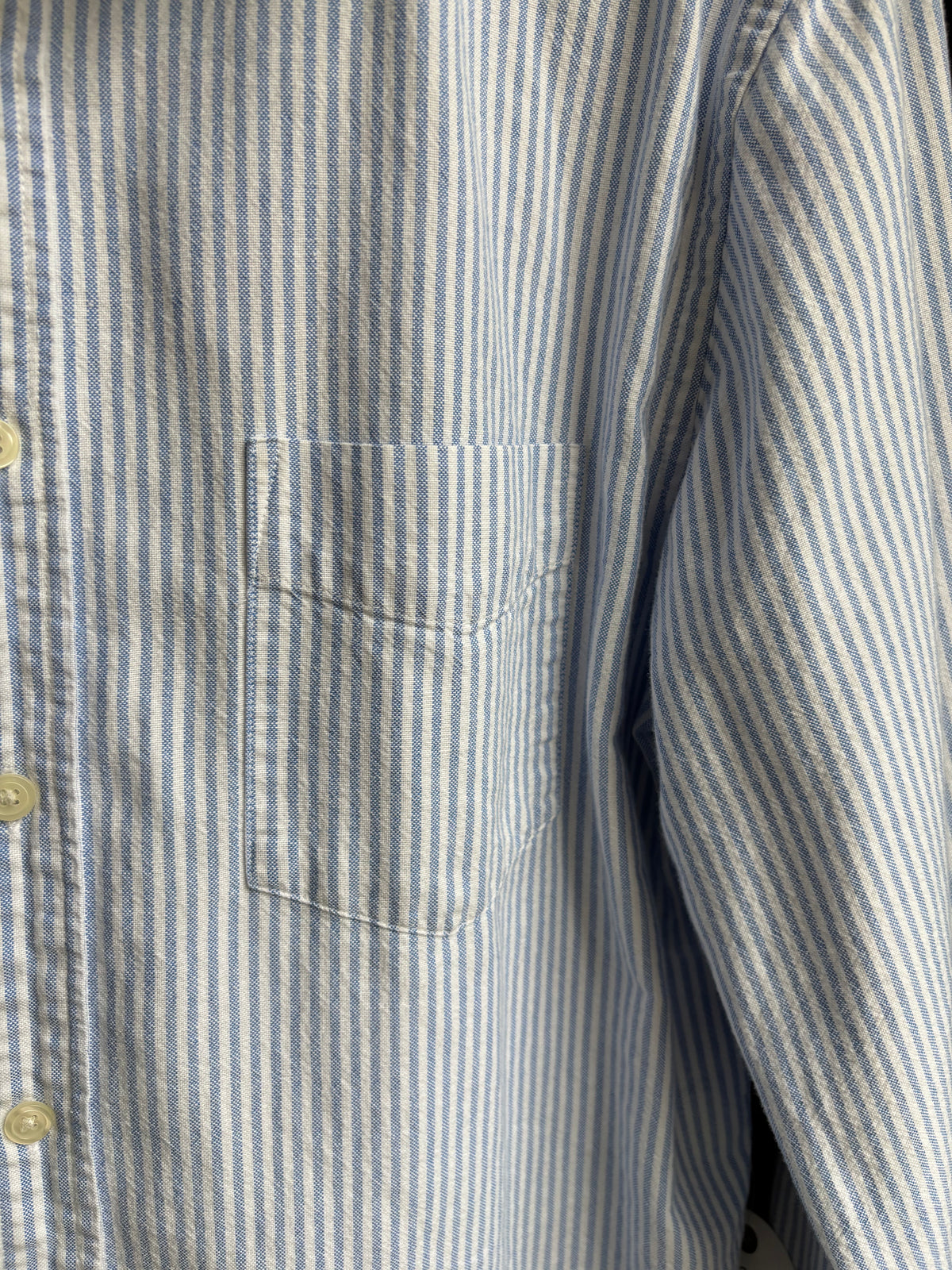 Blue & White Striped Button Down Shirt size M