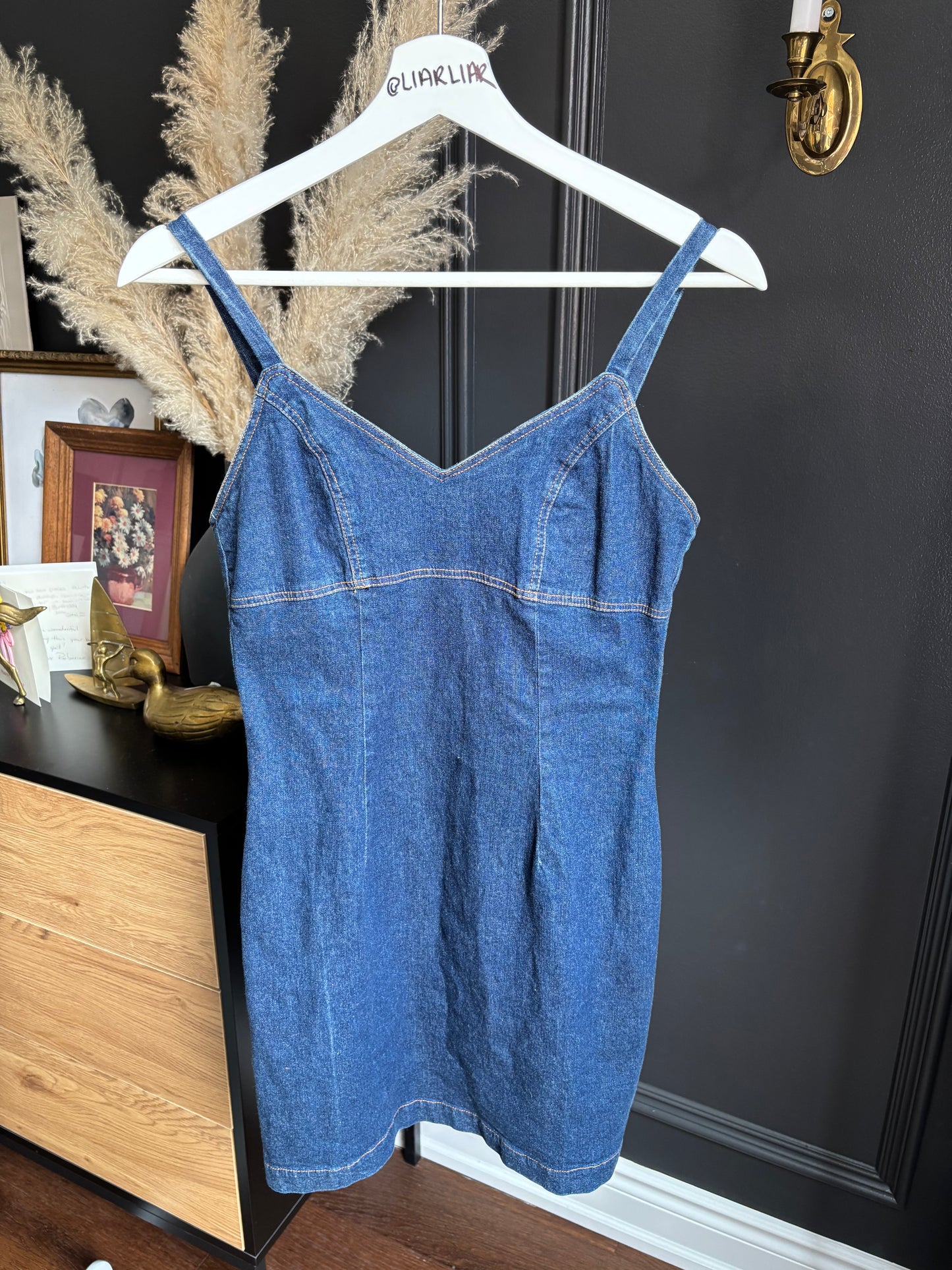 Vintage Le Chateau Fitted Denim Dress Size S