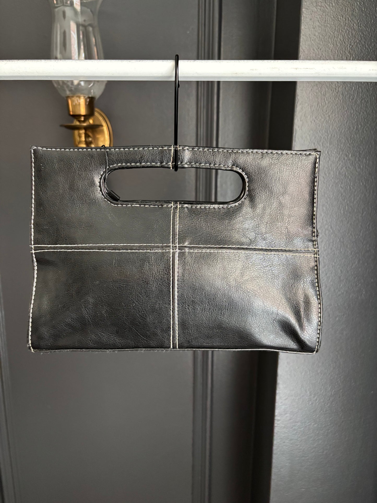 The Stone Black& White Stitch Hand Bag