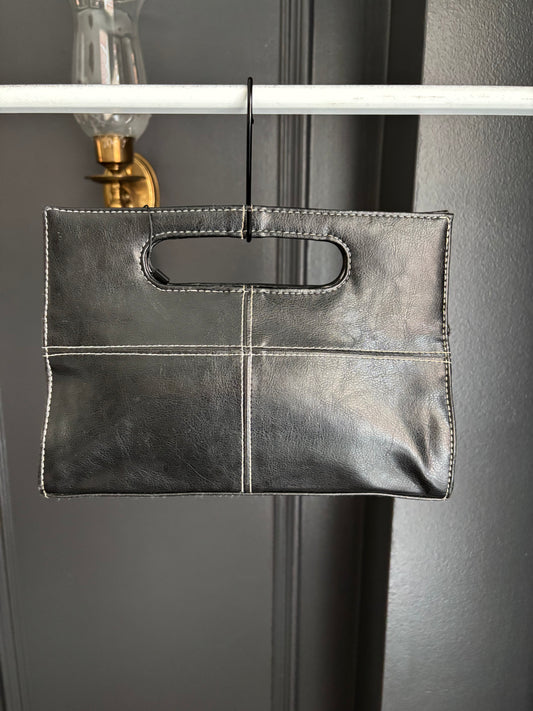 The Stone Black& White Stitch Hand Bag