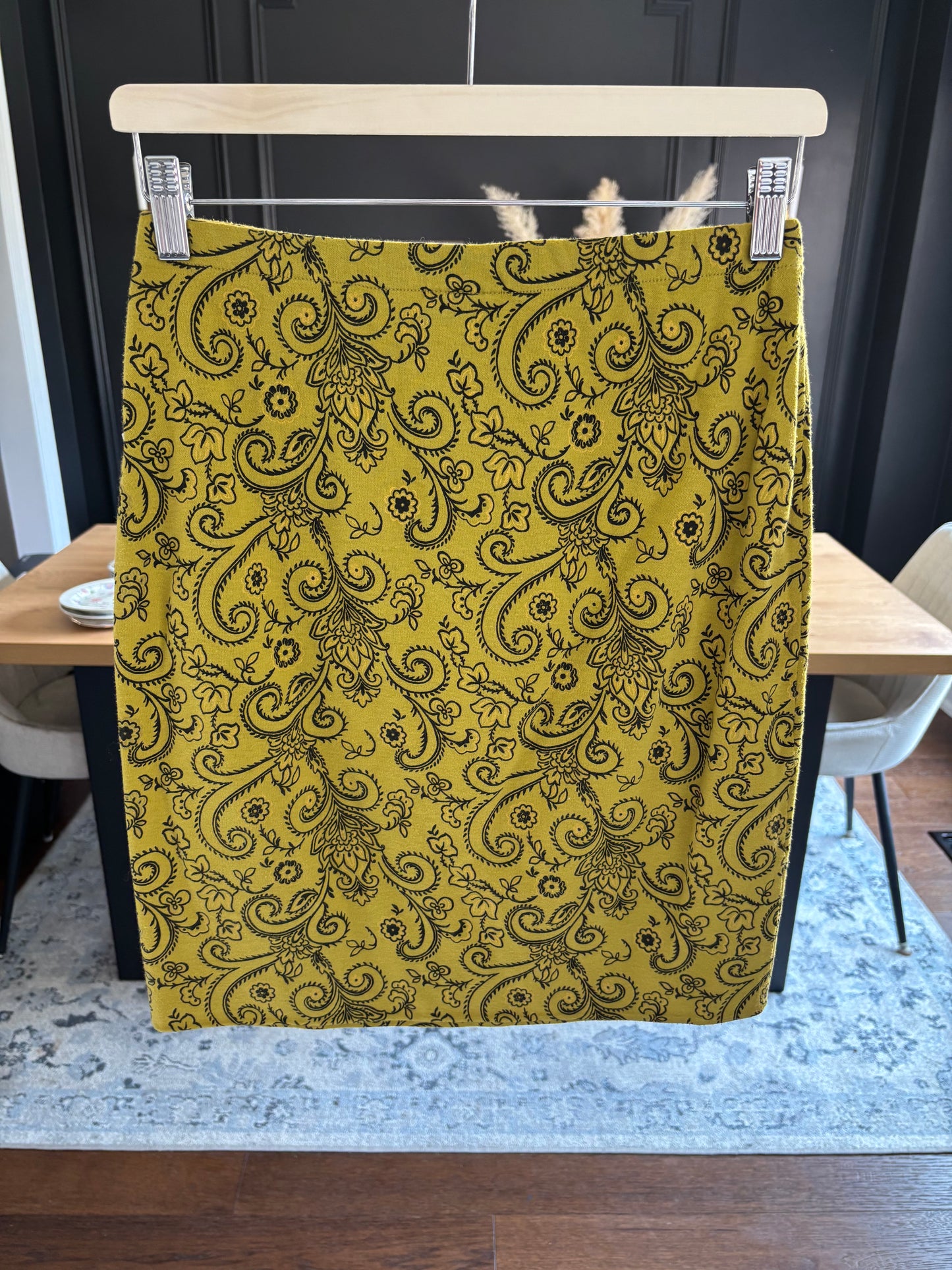 Vintage Olive Paisley Print Skirt Size M