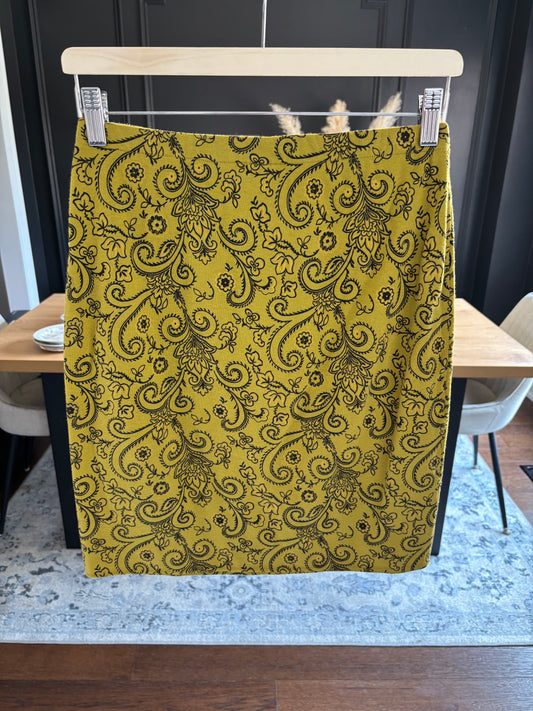 Vintage Olive Paisley Print Skirt Size M