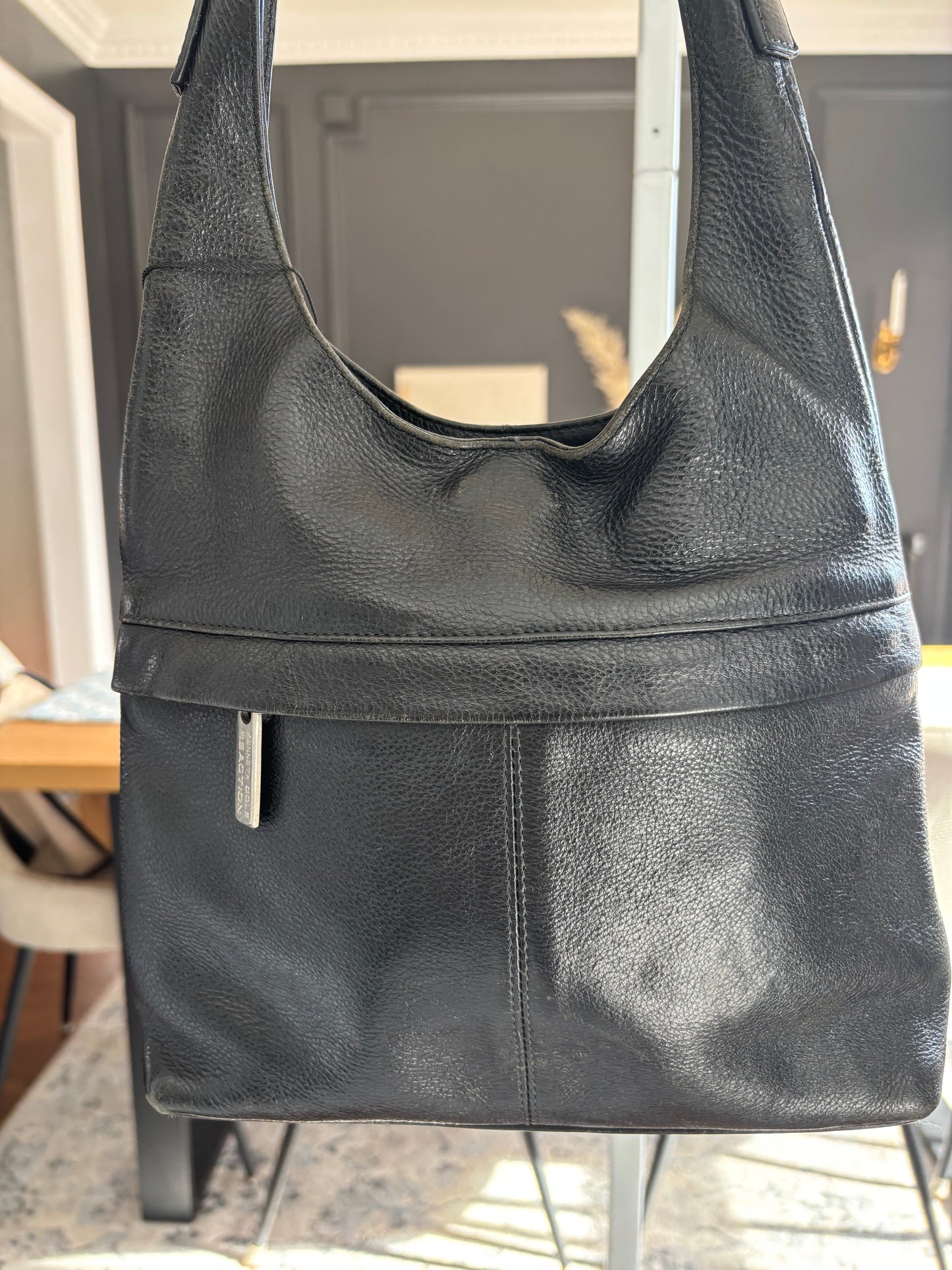 Black Leather Kenneth Cole Shoulder Bag