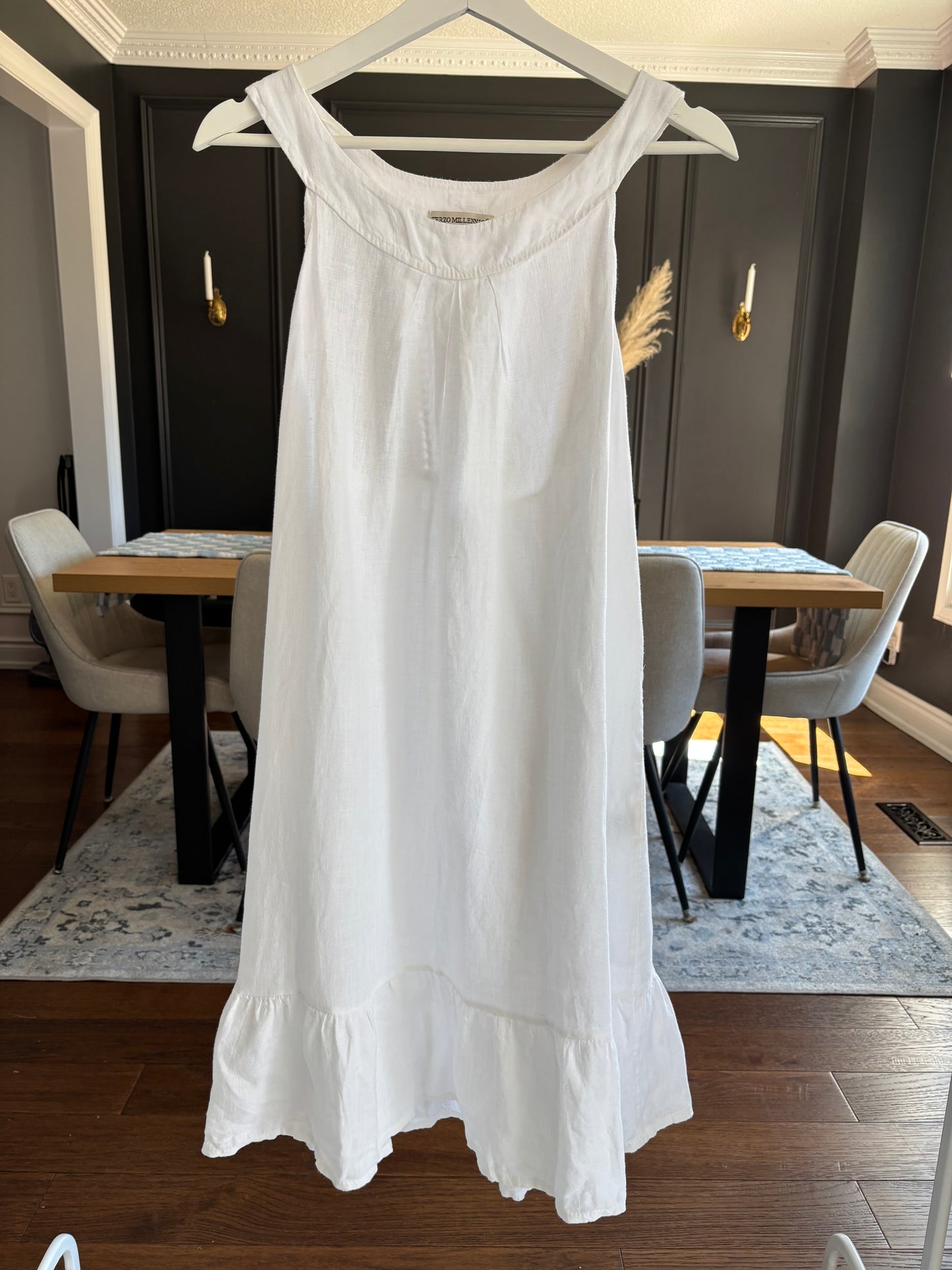 Made In Italy 100% Linen White Dress Size S