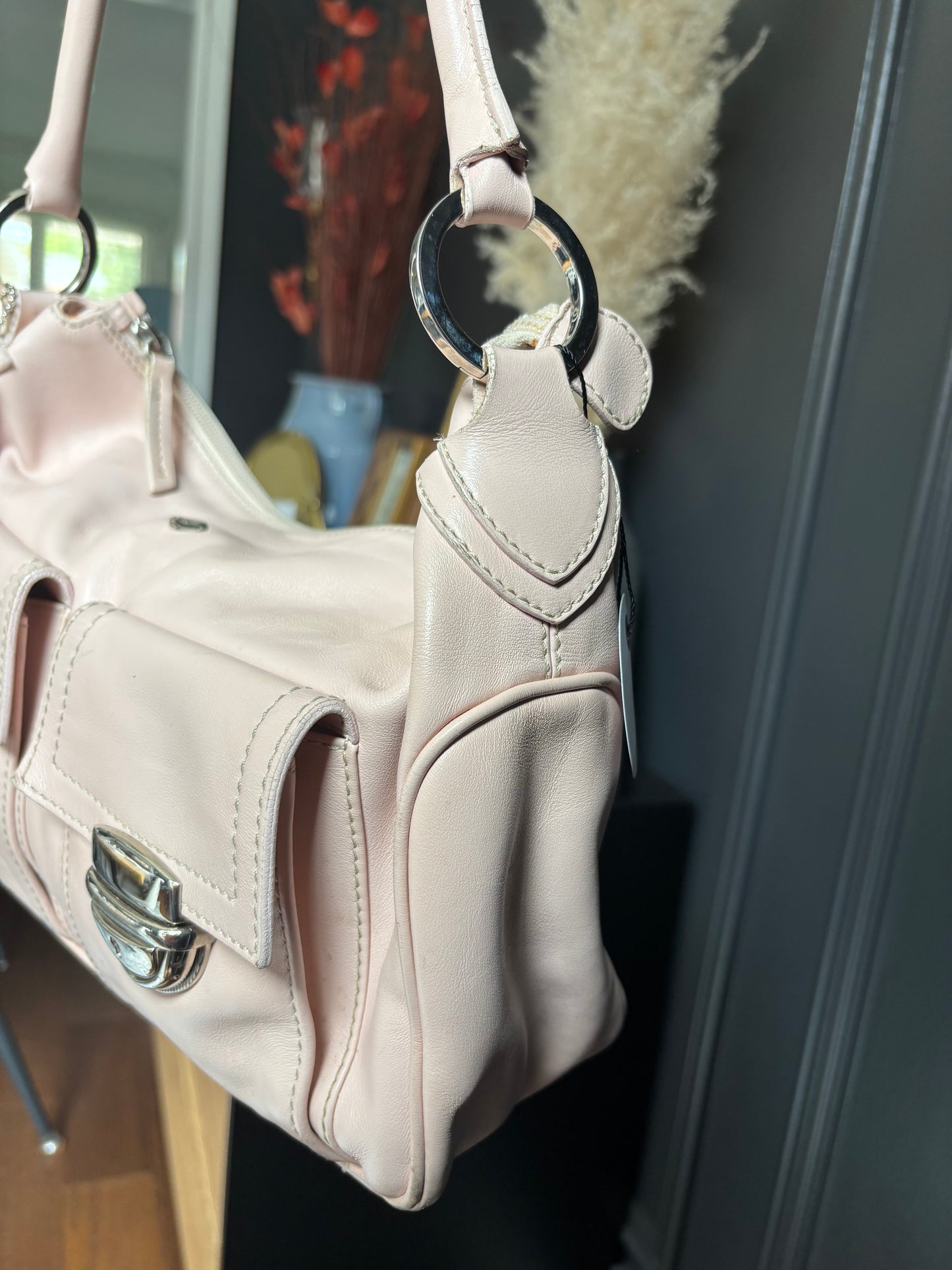 Pink Leather Shoulder Bag