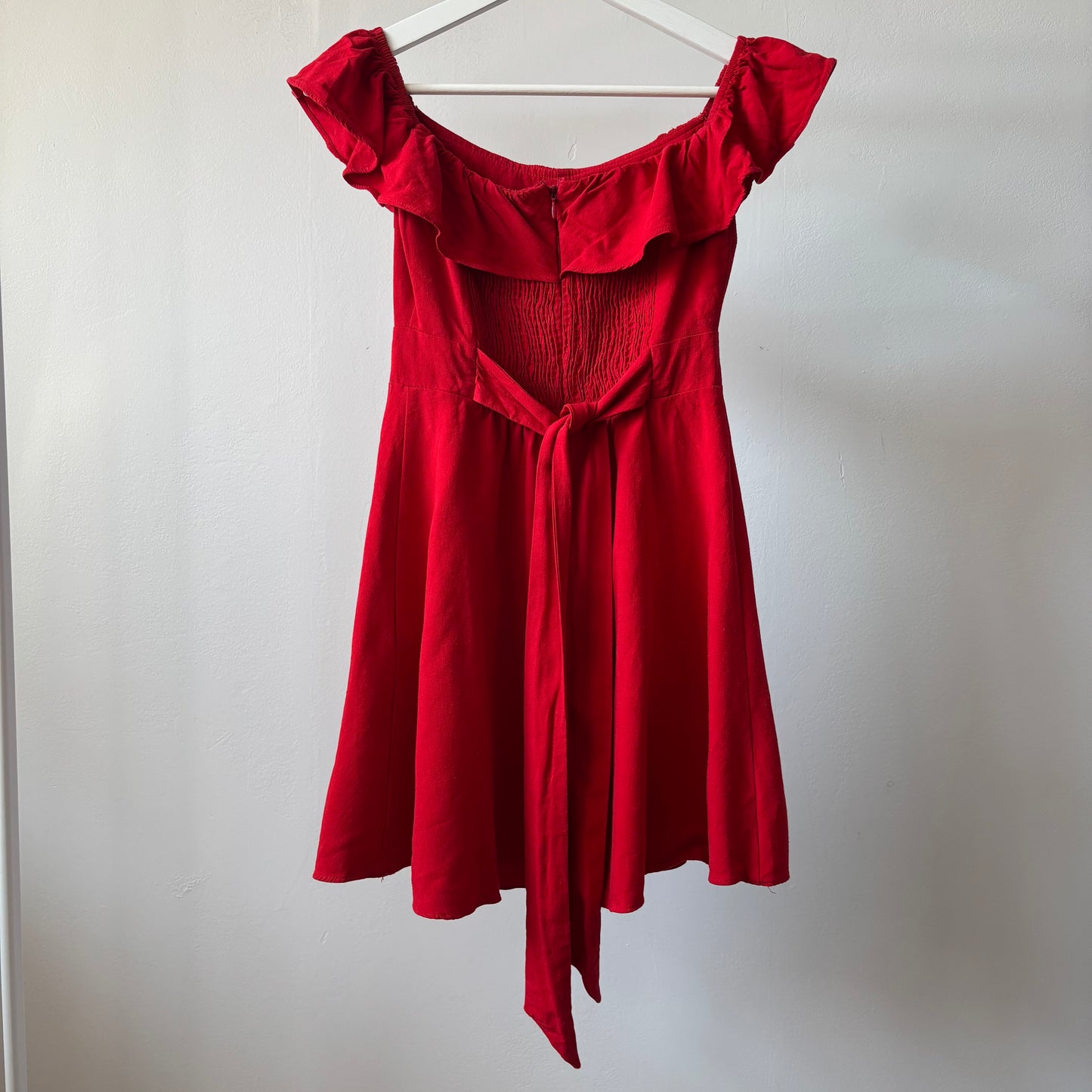 Red Zara Linen Blend Mini Dress
