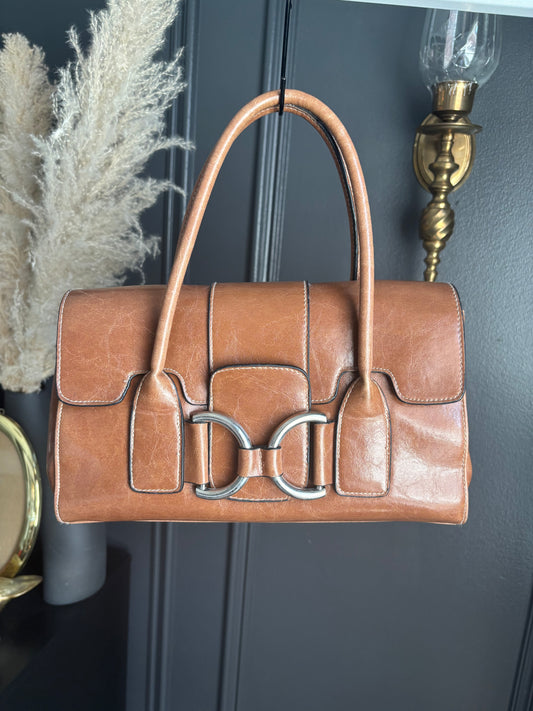 Brown Structured Handbag