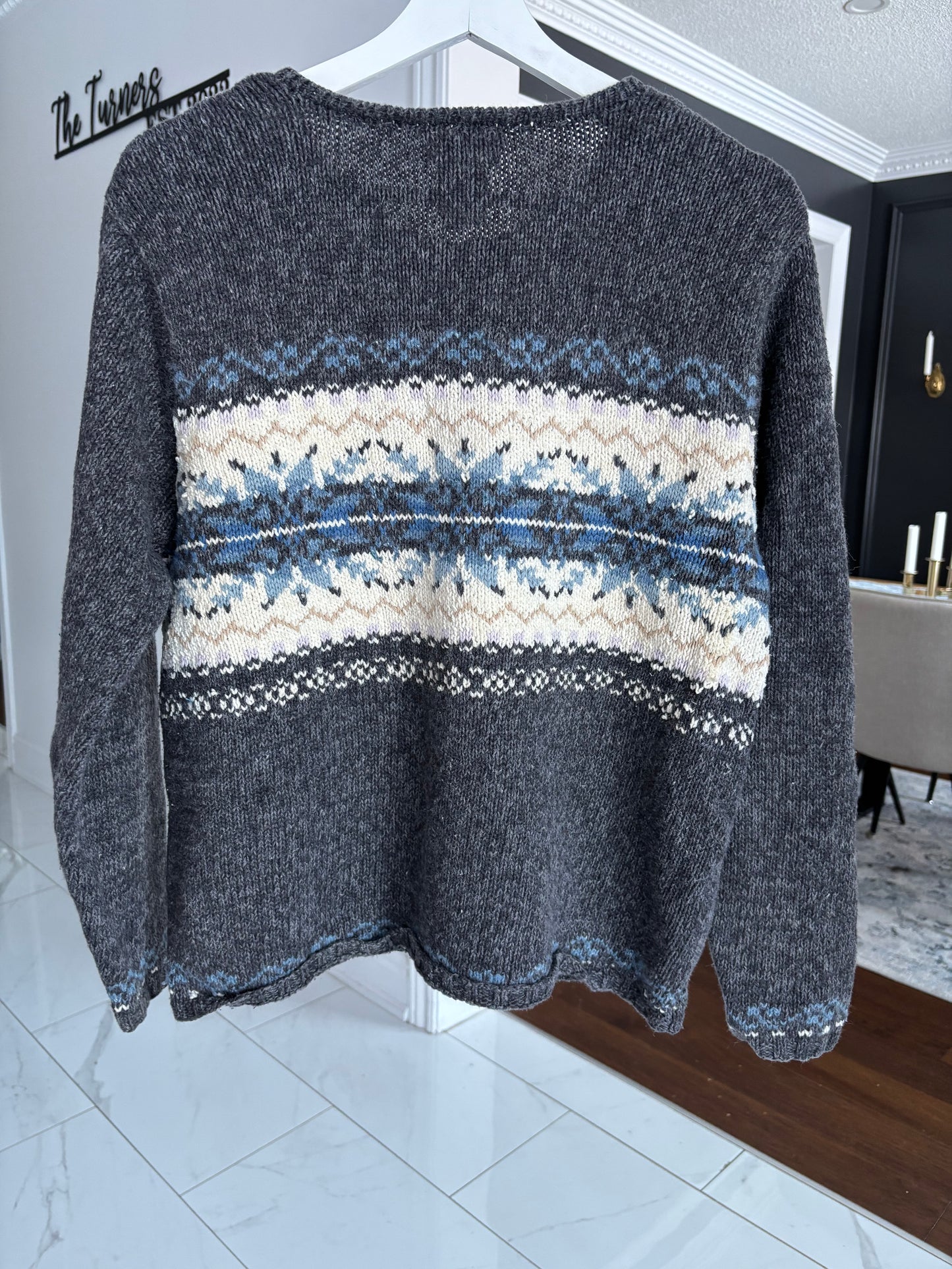 Grey Handknit Zip Cardi Size L