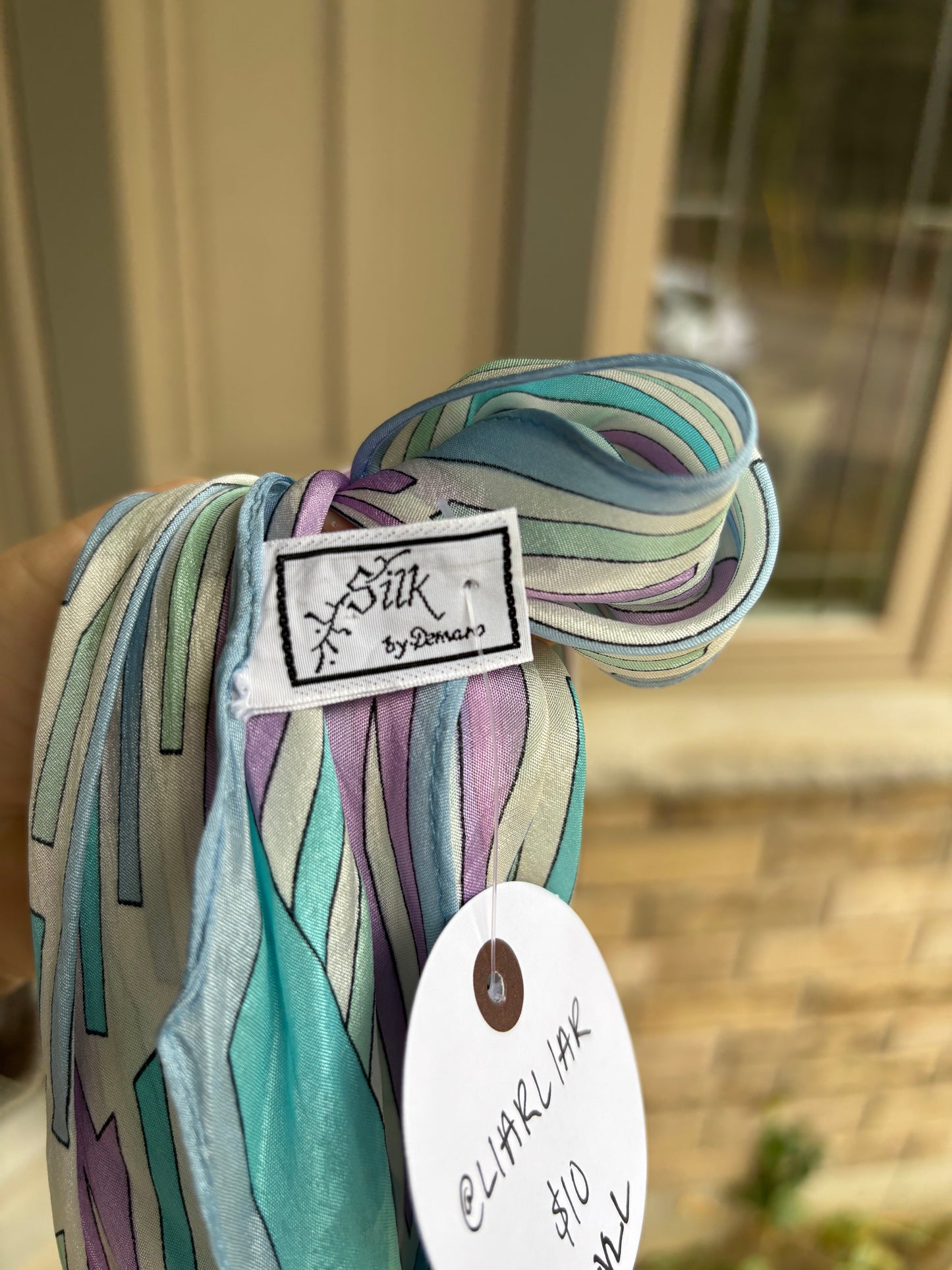 Pastel Print Skinny Silk Scarf