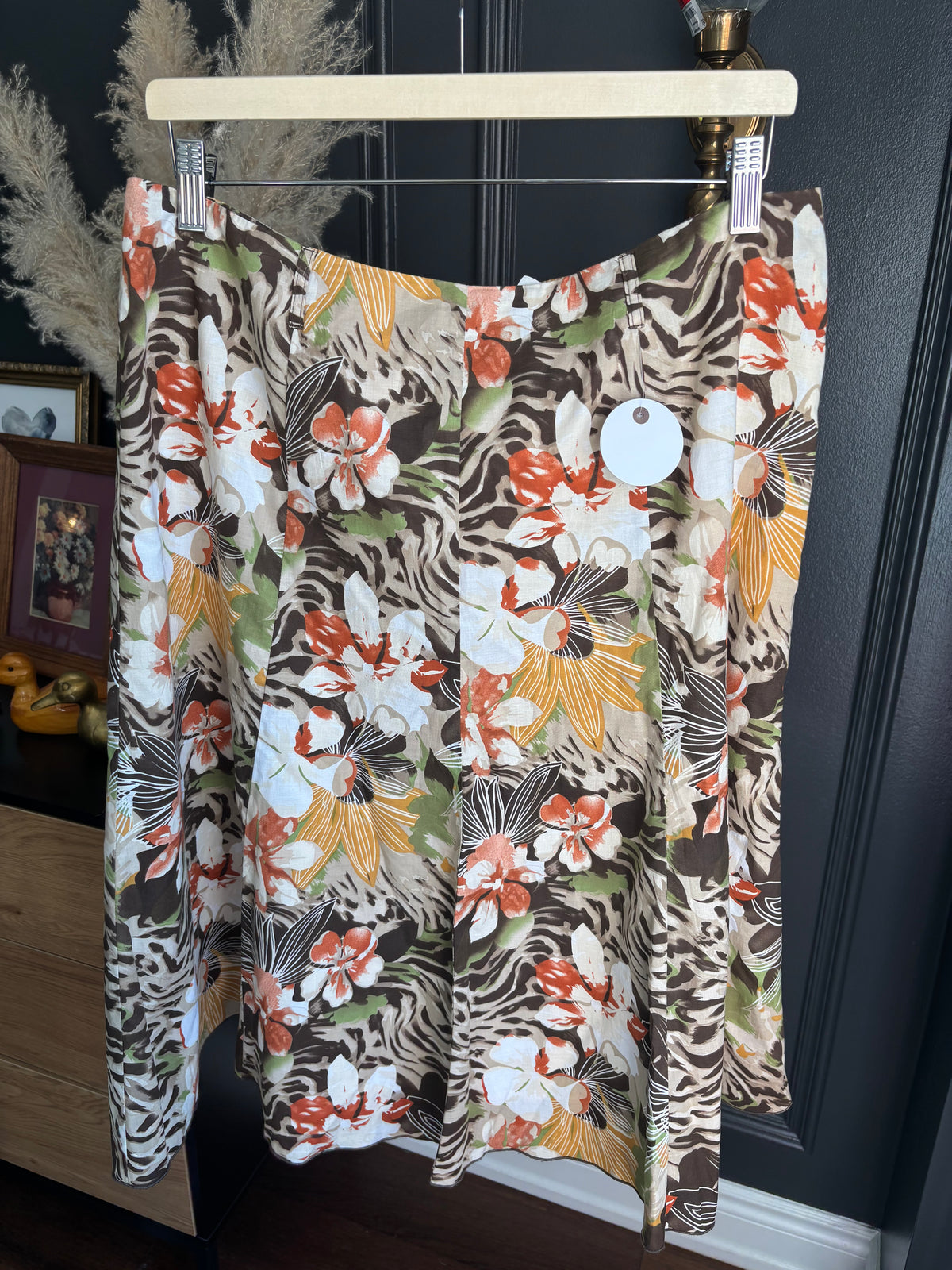 Vintage Midi Wild Print Skirt Size 12