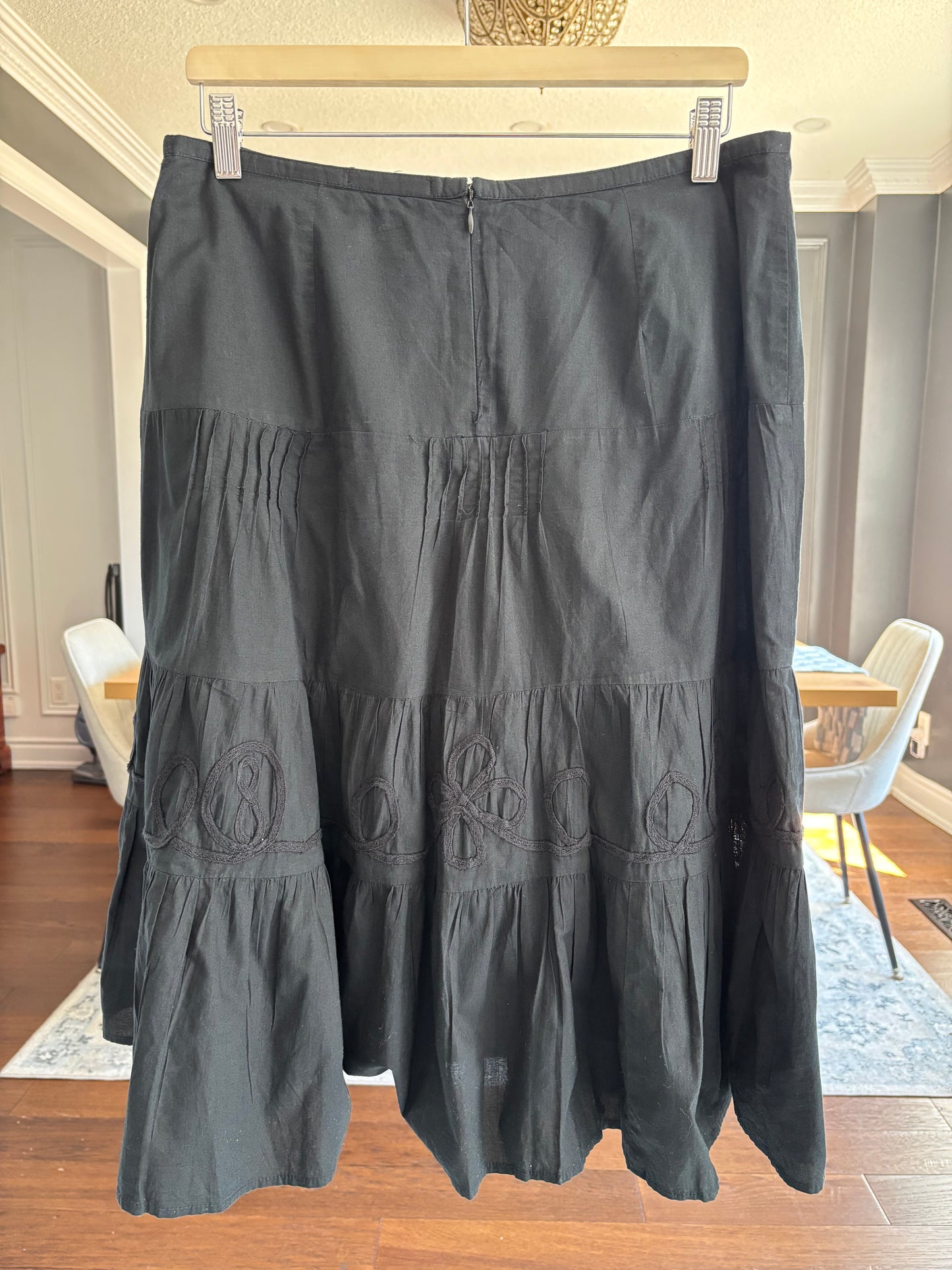 Black Knee Length 100% Cotton Skirt Size 11