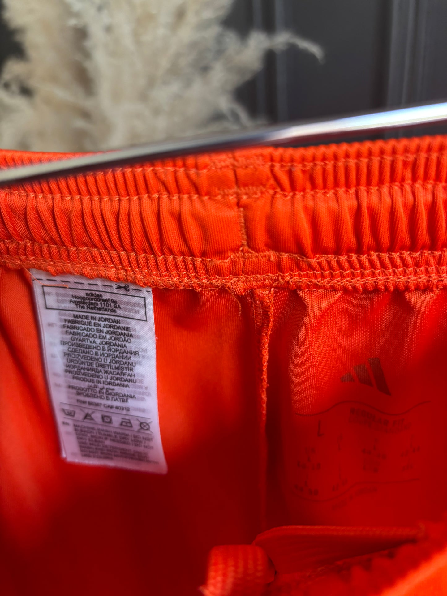 Orange & White Adidas Shorts Size L