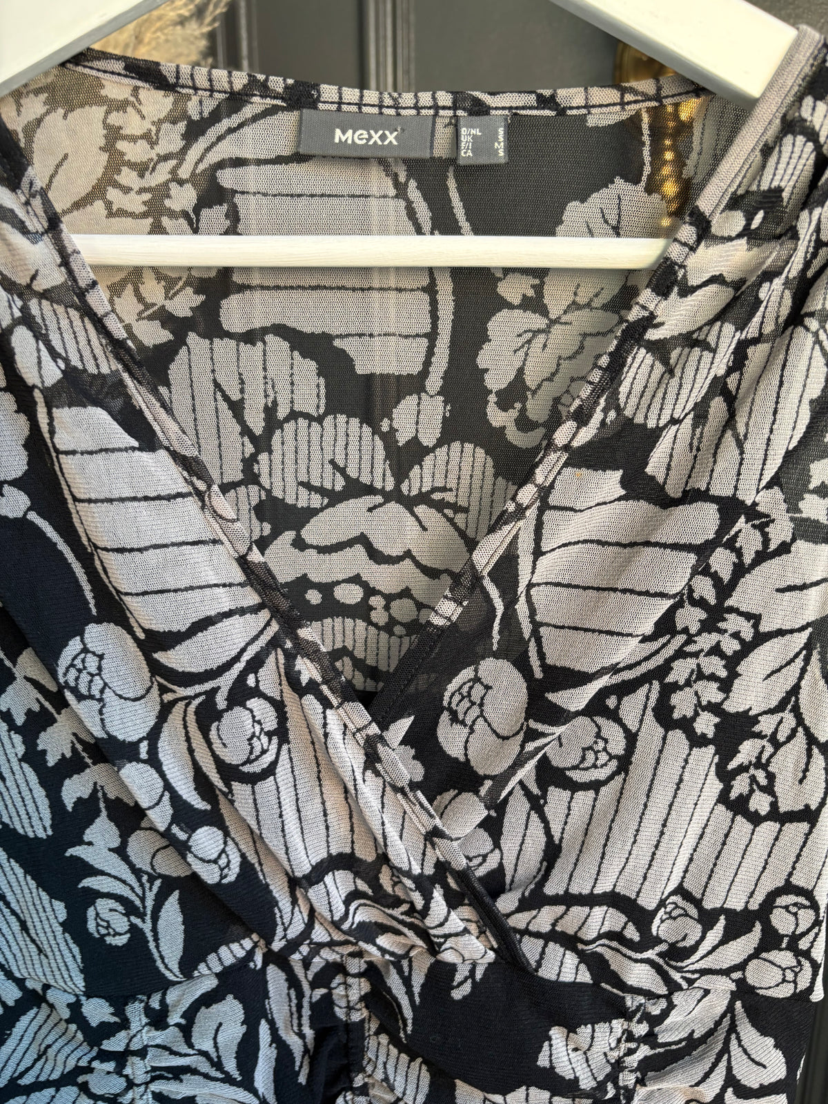 Sleeveless Rouched Mesh Top Size S