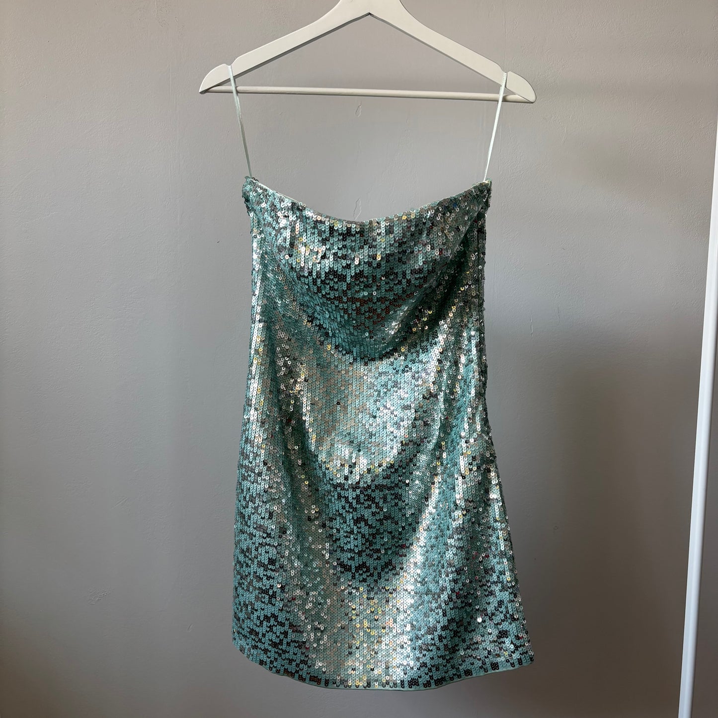Fitted Turquoise Sequin Dress