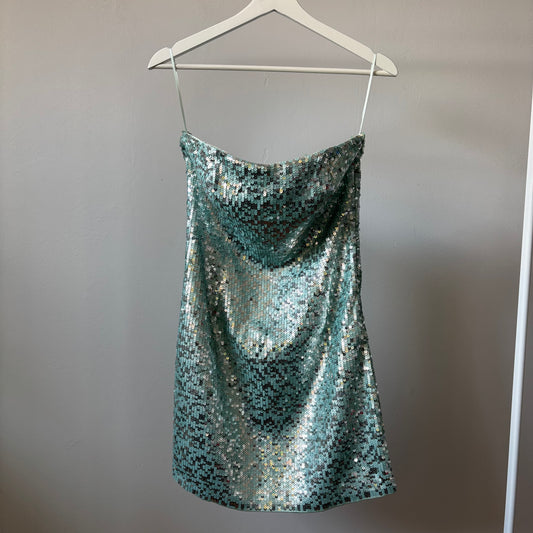 Fitted Turquoise Sequin Dress