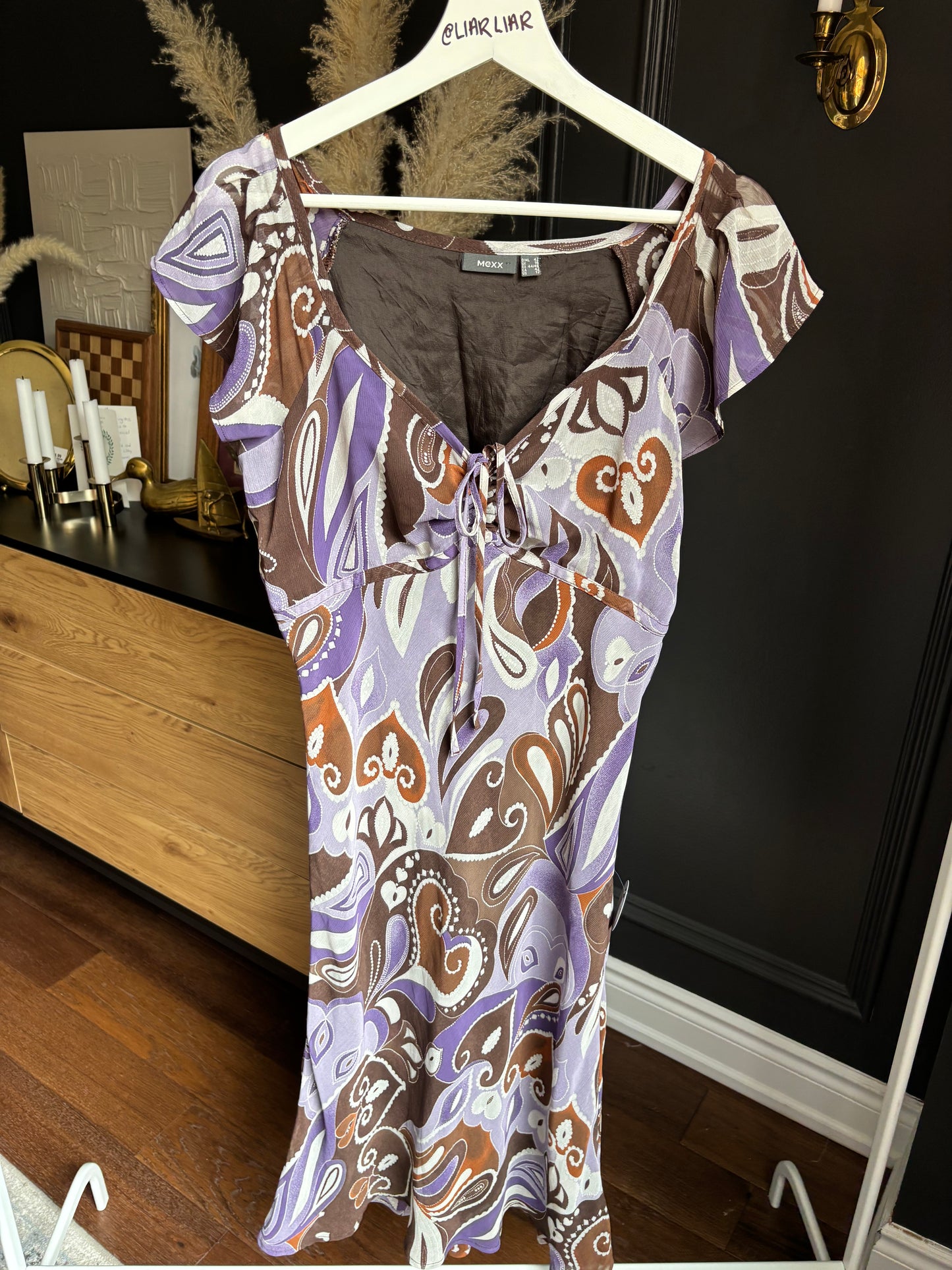 Purple & Brown Print Dress Size 12