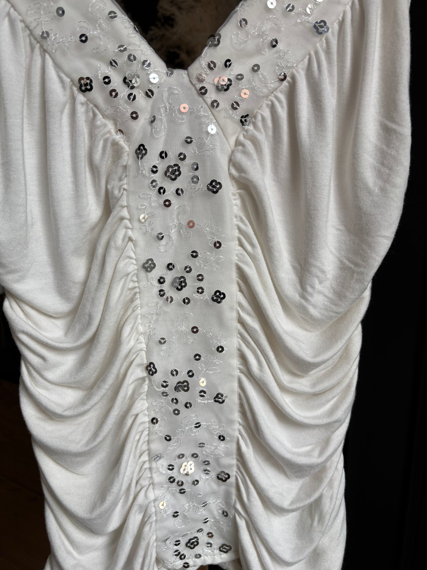 Rouched Sequin Sleeveless Top Size S
