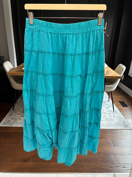 Aqua Blue Teired Midi Skirt Size M
