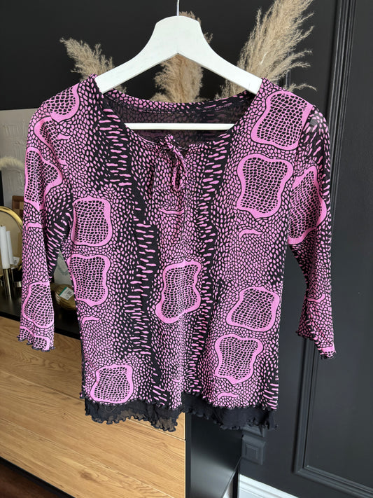 Vintage Pink & Black Mesh Top Size S