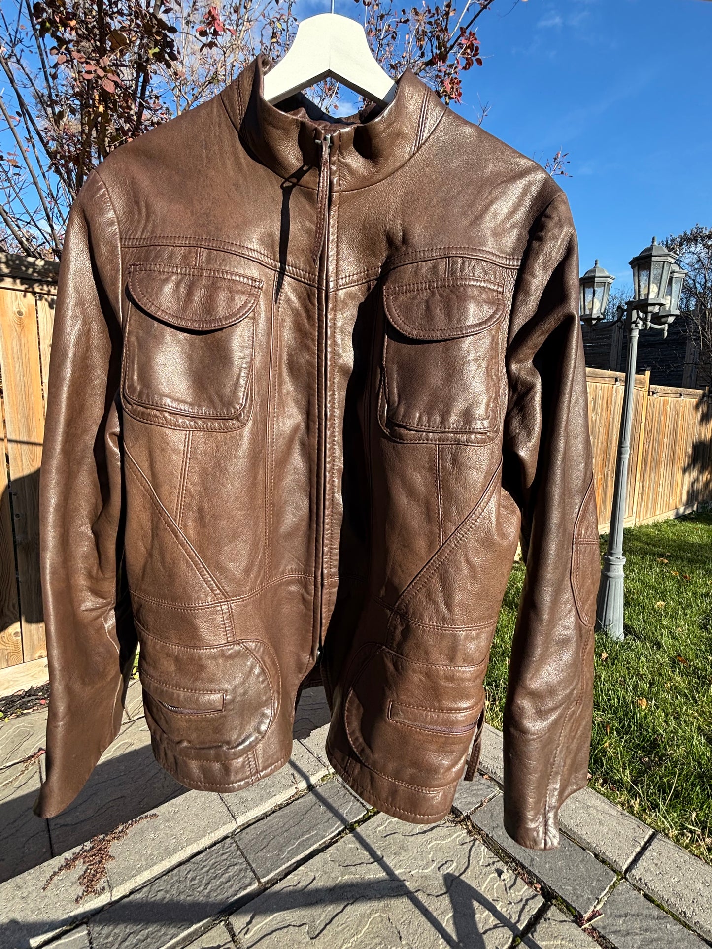 Danier Chocolate Brown Racer Jacket Fits L