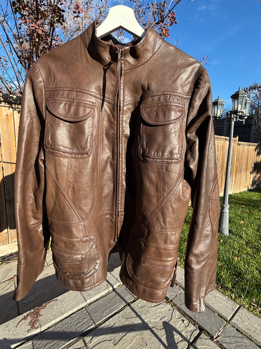 Danier Chocolate Brown Racer Jacket Fits L