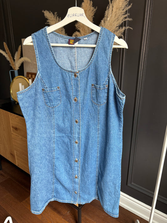Vintage Sleeveless Denim Button Down Dress Size XL