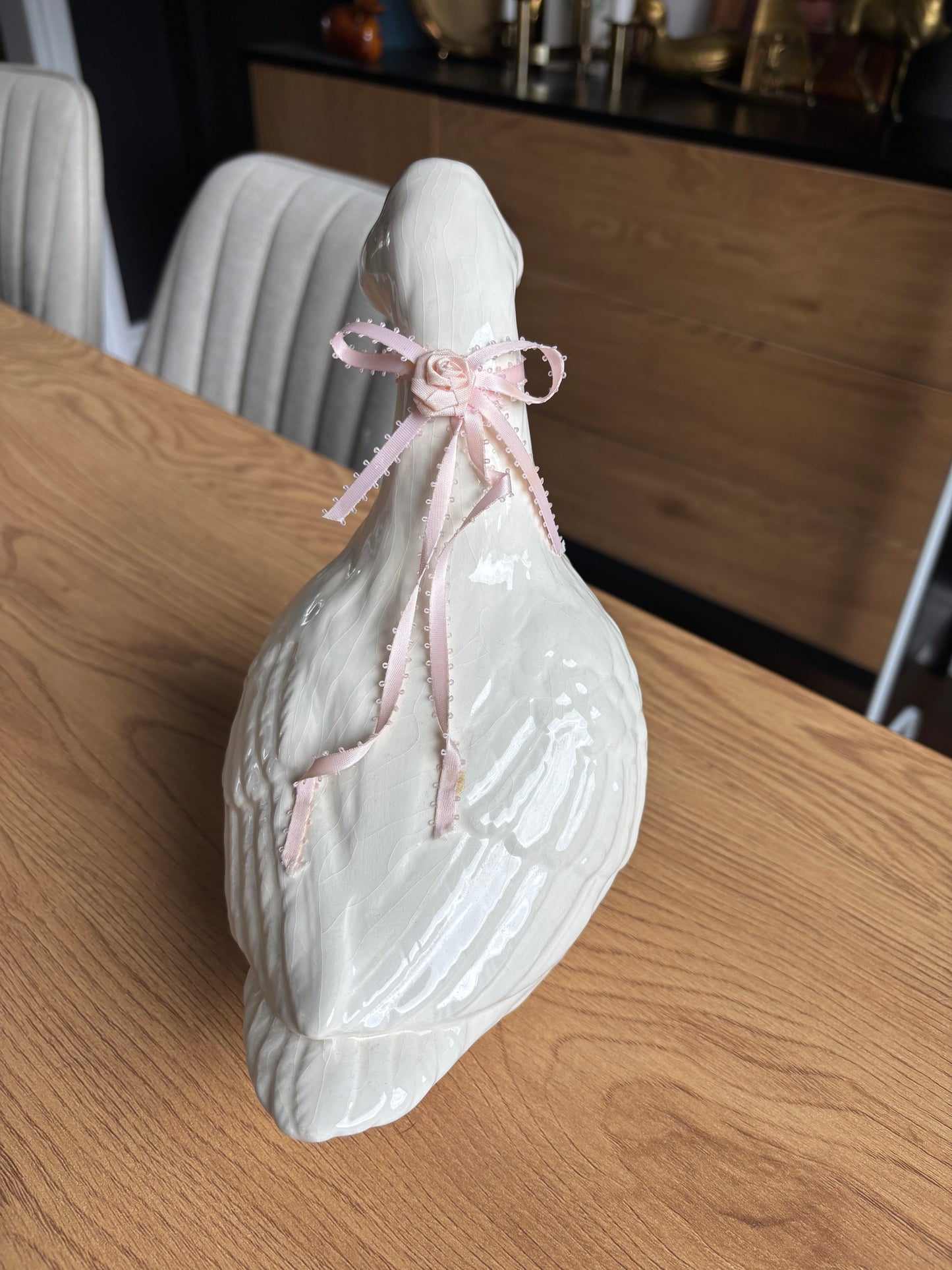 Ceramic Goose With Pink Details