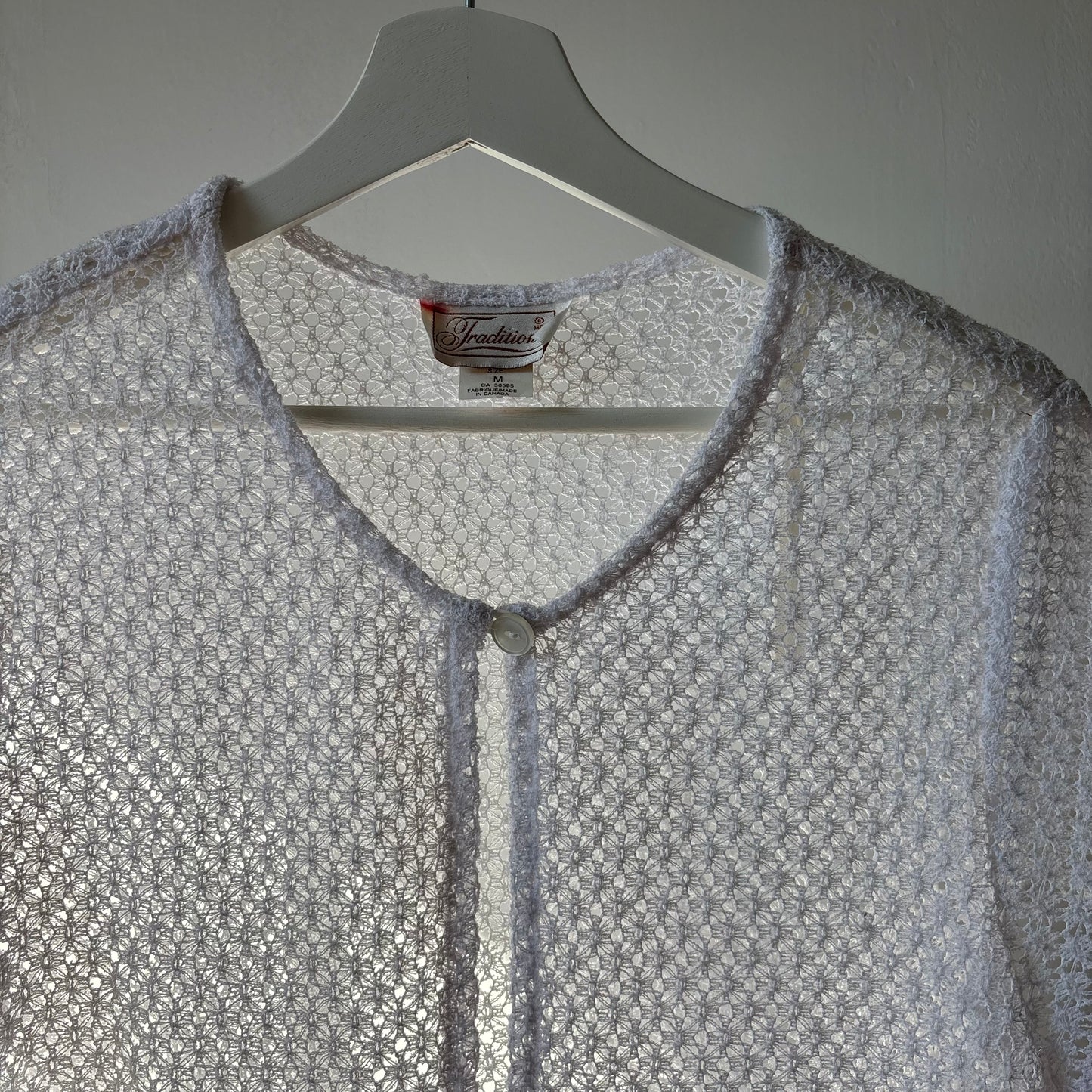 White Vintage Crochet Short Sleeved Cardigan