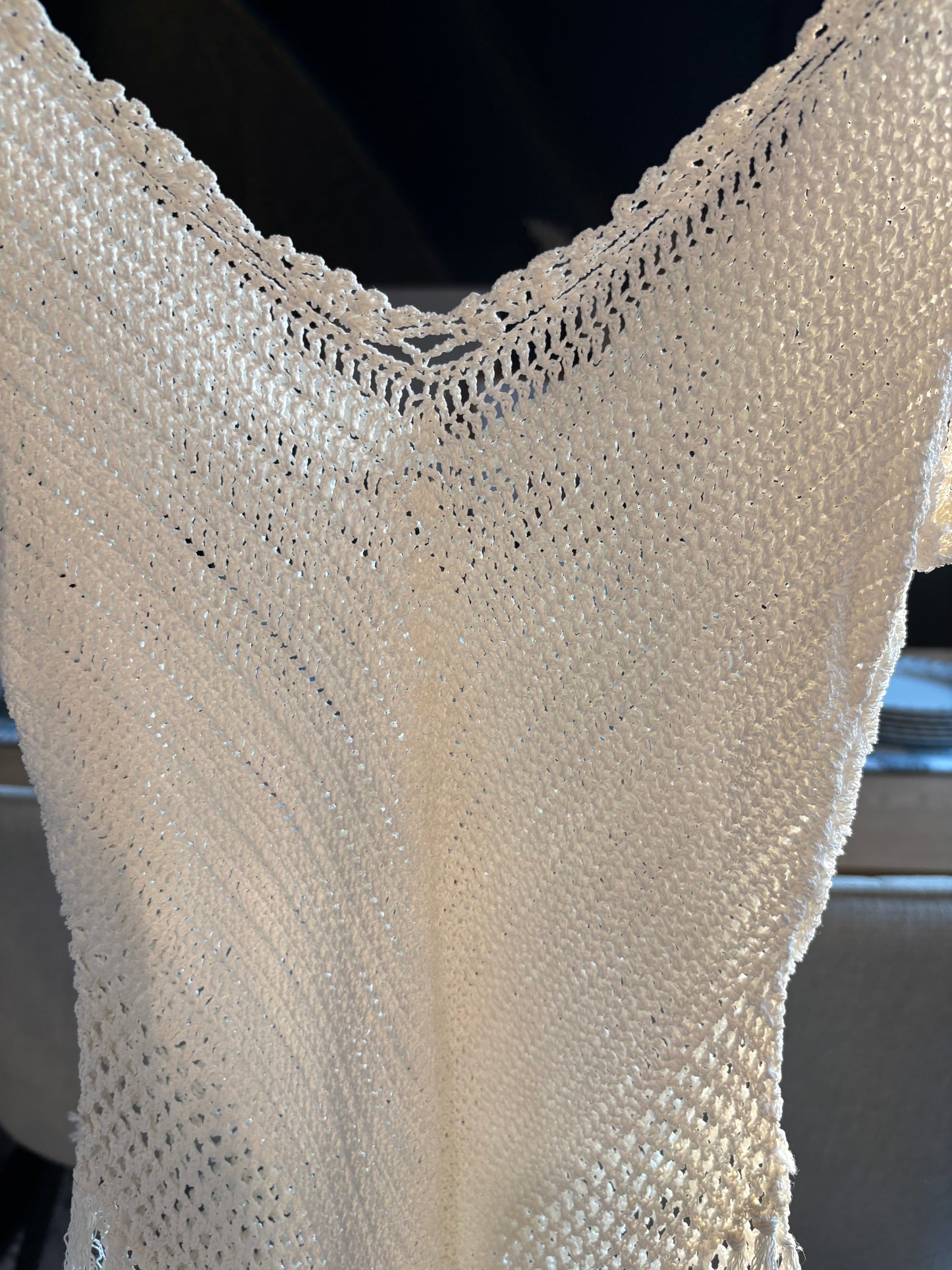 Cream Macrame Knit Top Size S