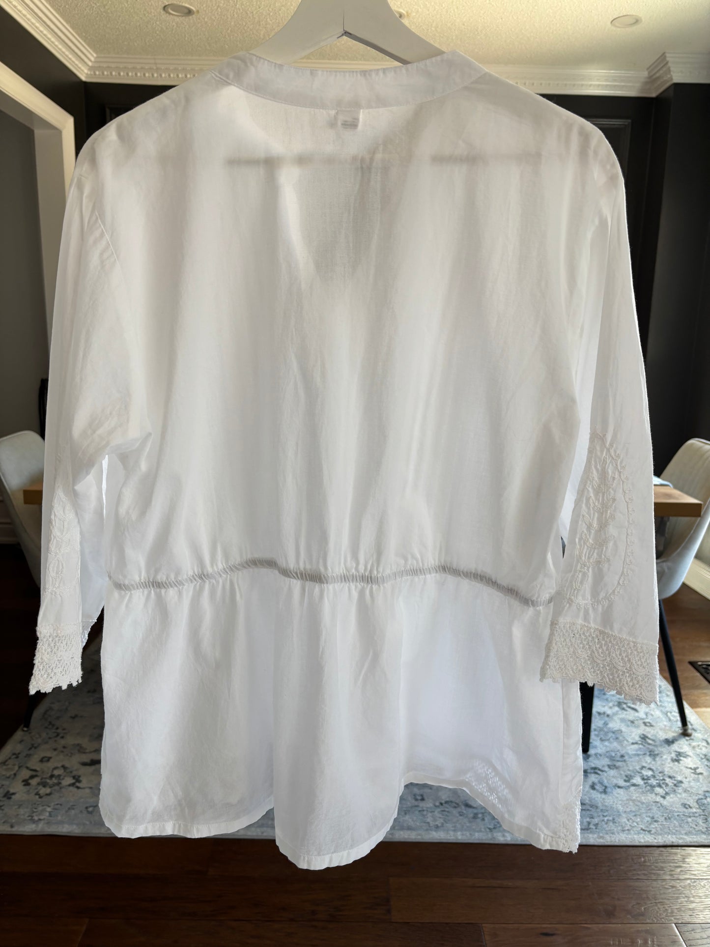 White Cotton Button Down Peplum Blouse Free Size