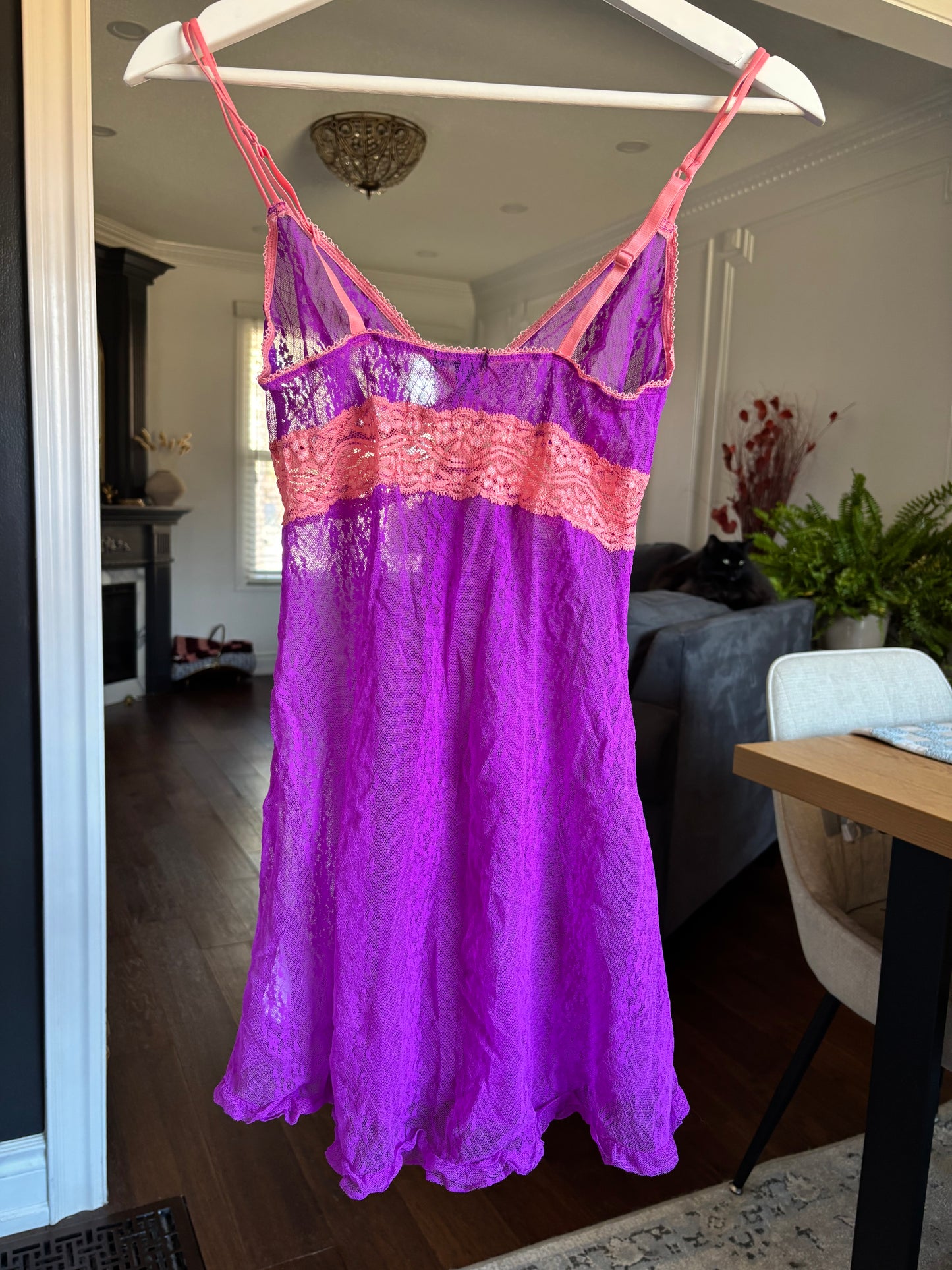 Pink & Purple Lace Babydoll Size M