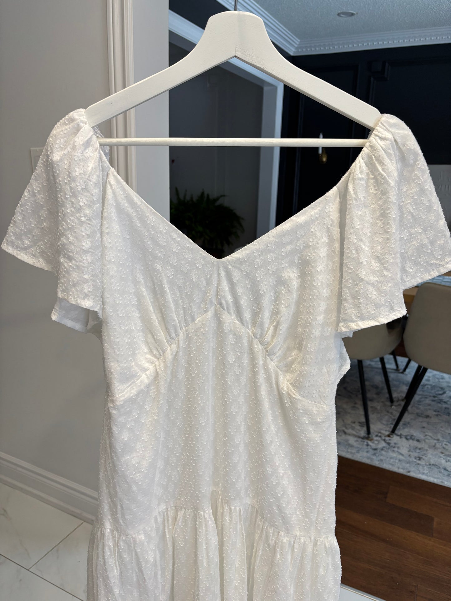 White Long Tiered Dress Size S