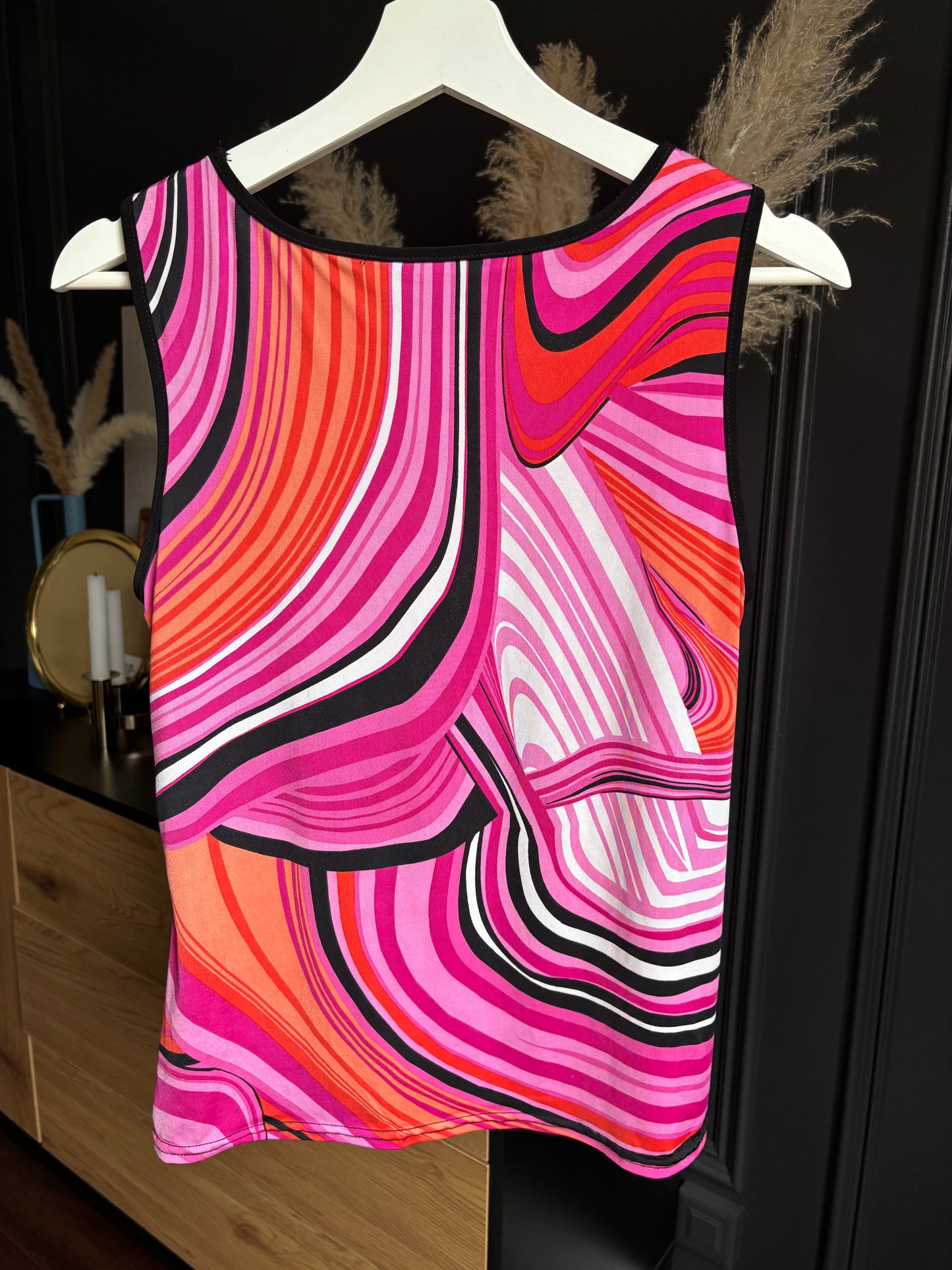 Colourful Sleeveless Top With Tie Detail Size M