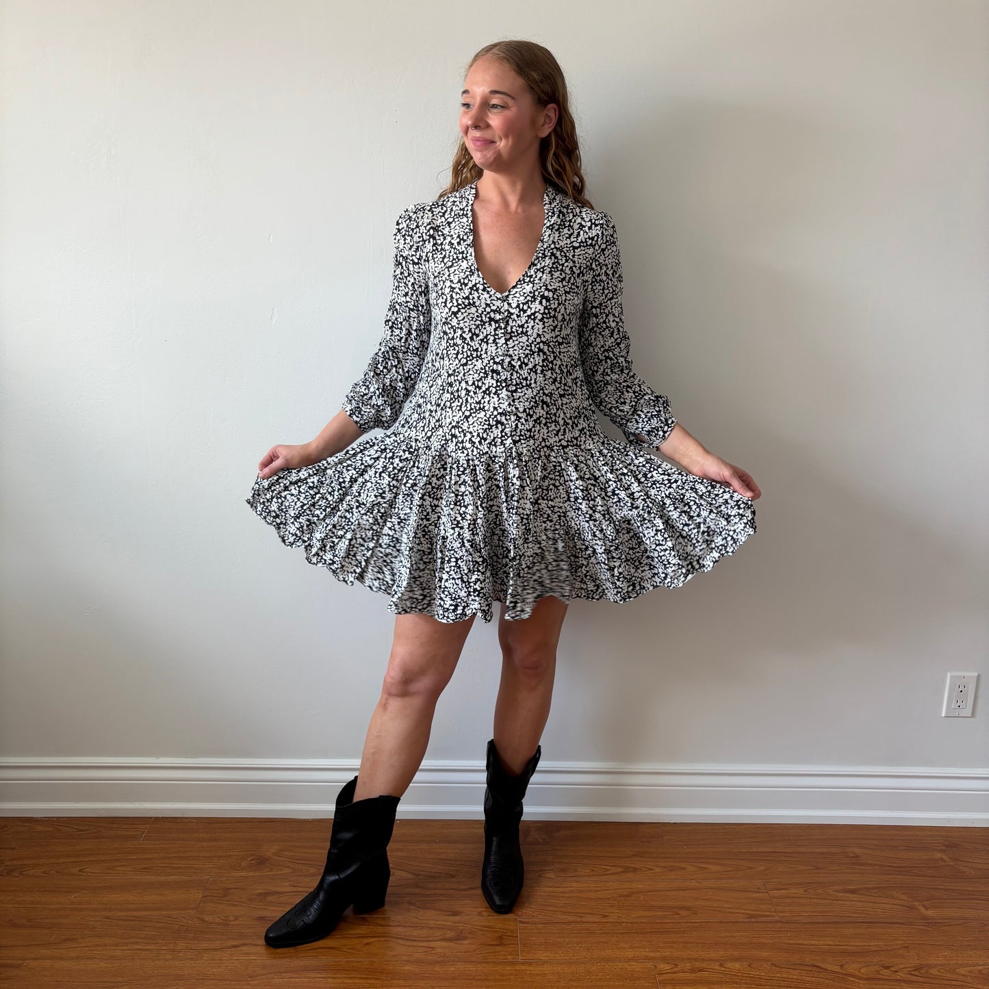 Black & White Flowy Zara Dress