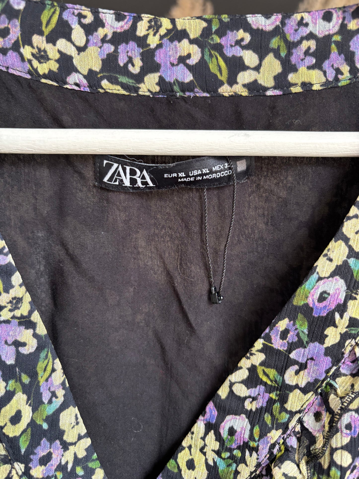 Ruffled Floral Print Button Down Dress Size XL