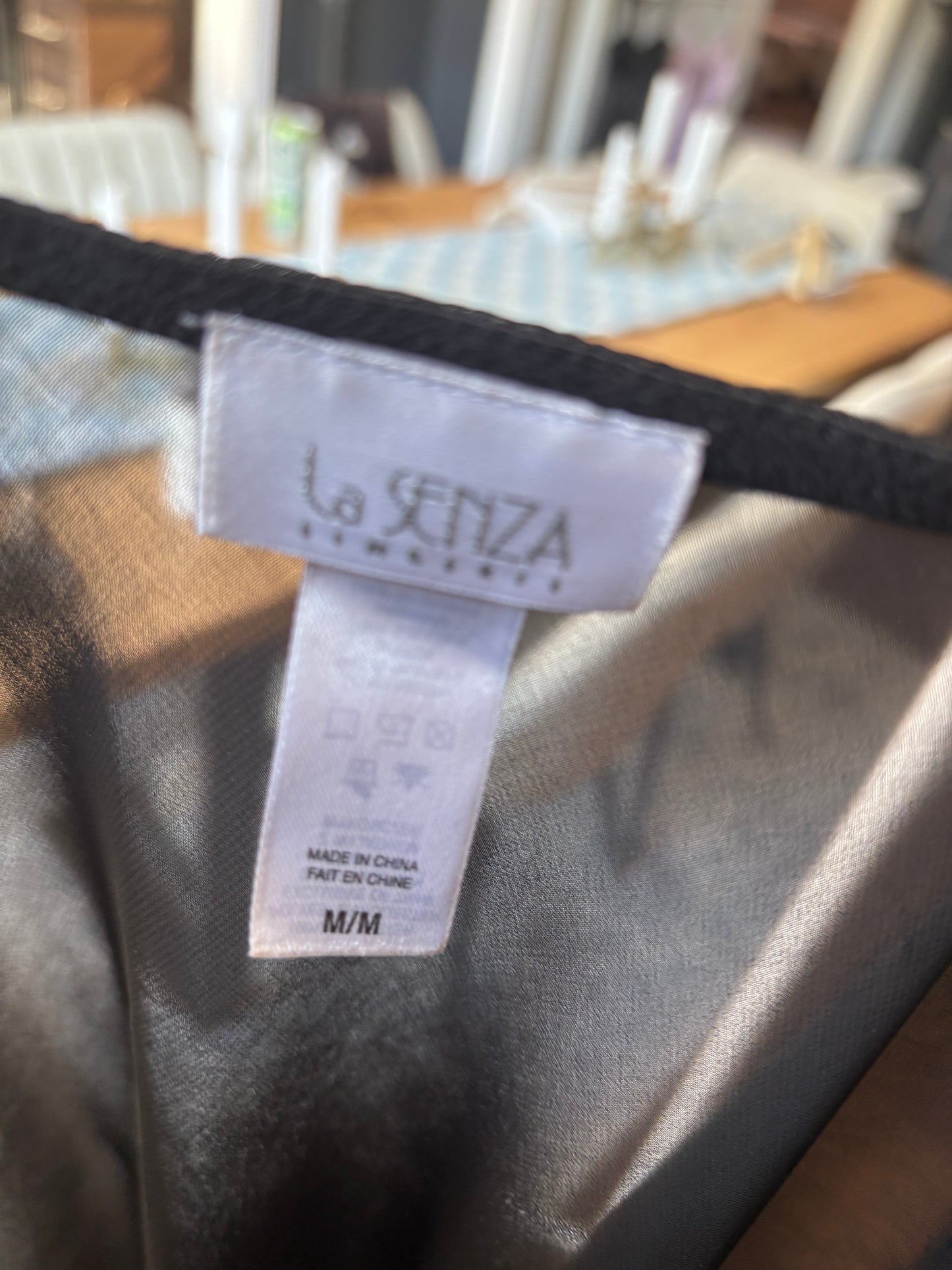 Black Sequin Sheer Slip Top Size M