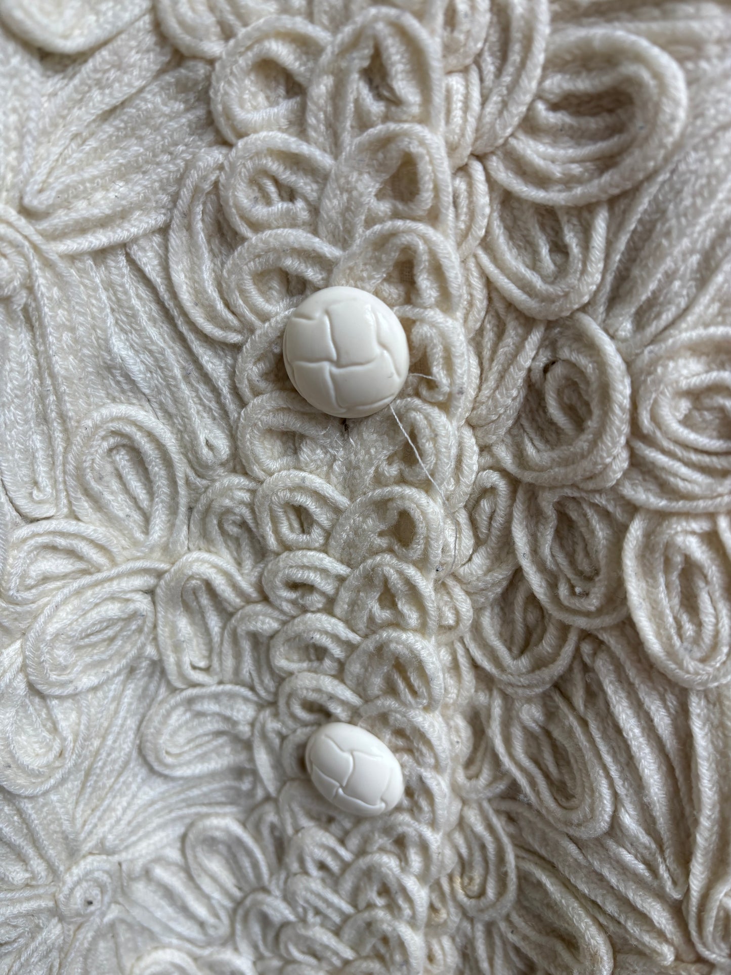 Vintage Cream Knit Flower Cardigan Size L