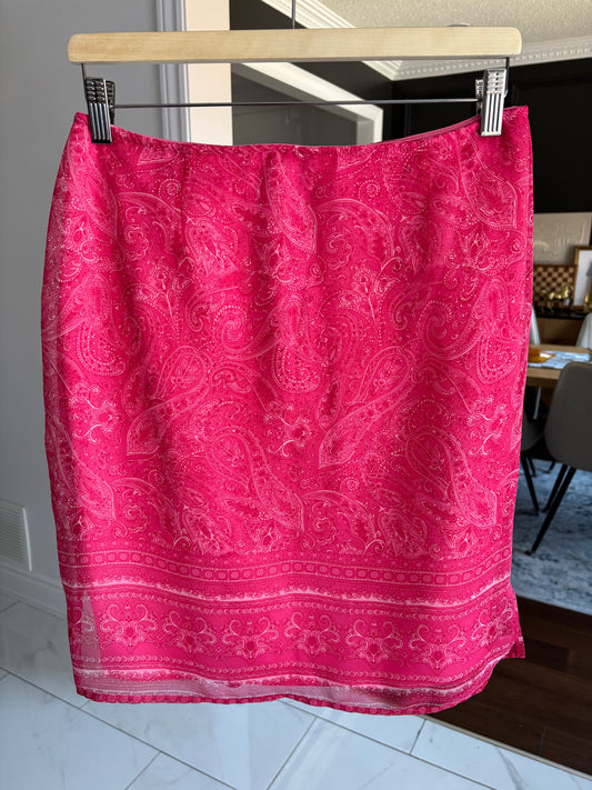 90's Pink Paisley Knee Length Skirt Size 10