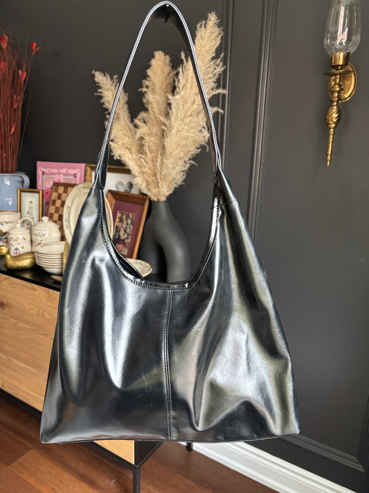 Black Boho Faux Leather Bag