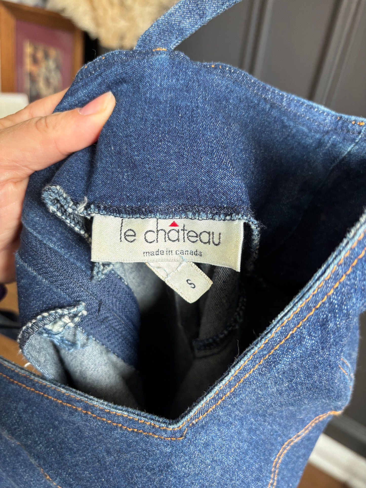 Vintage Le Chateau Fitted Denim Dress Size S