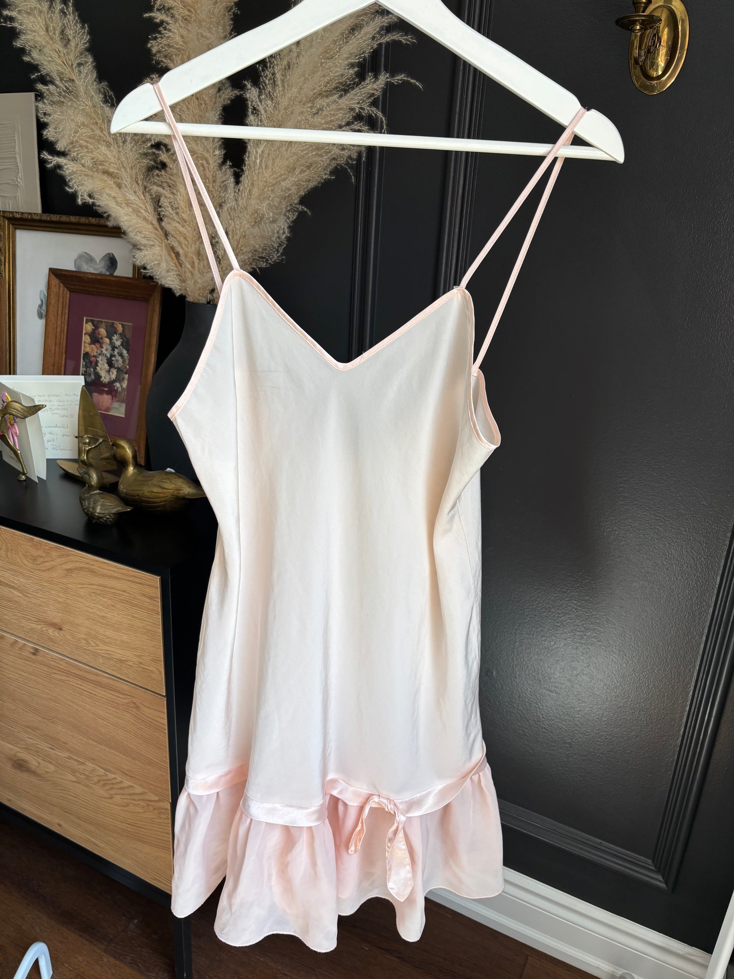 Vintage Pink Sheer Slip Size M