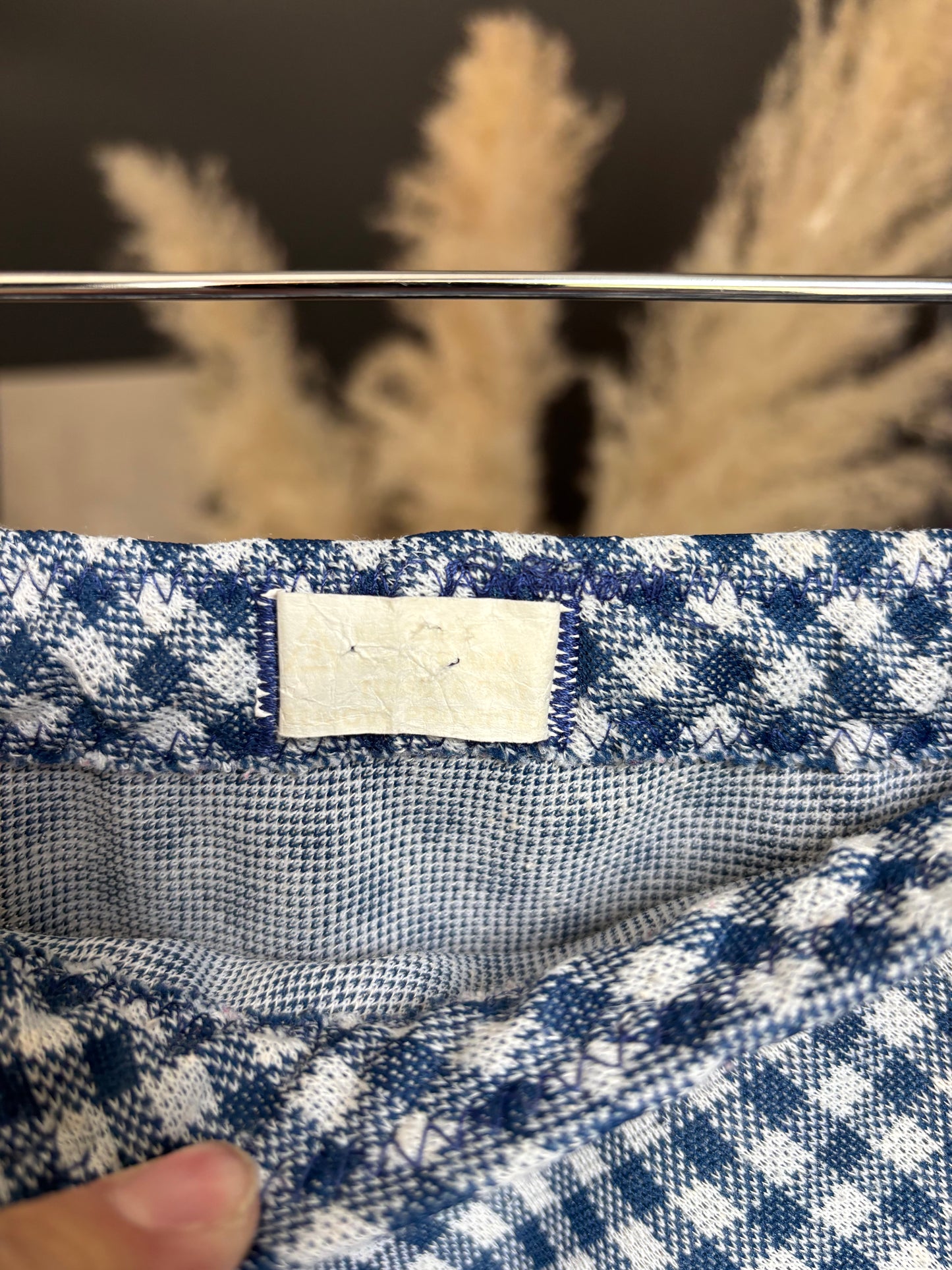 Vintage Blue Gingham Knee Length Skirt Size M