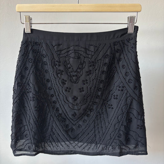 Black Beaded Mini Skirt