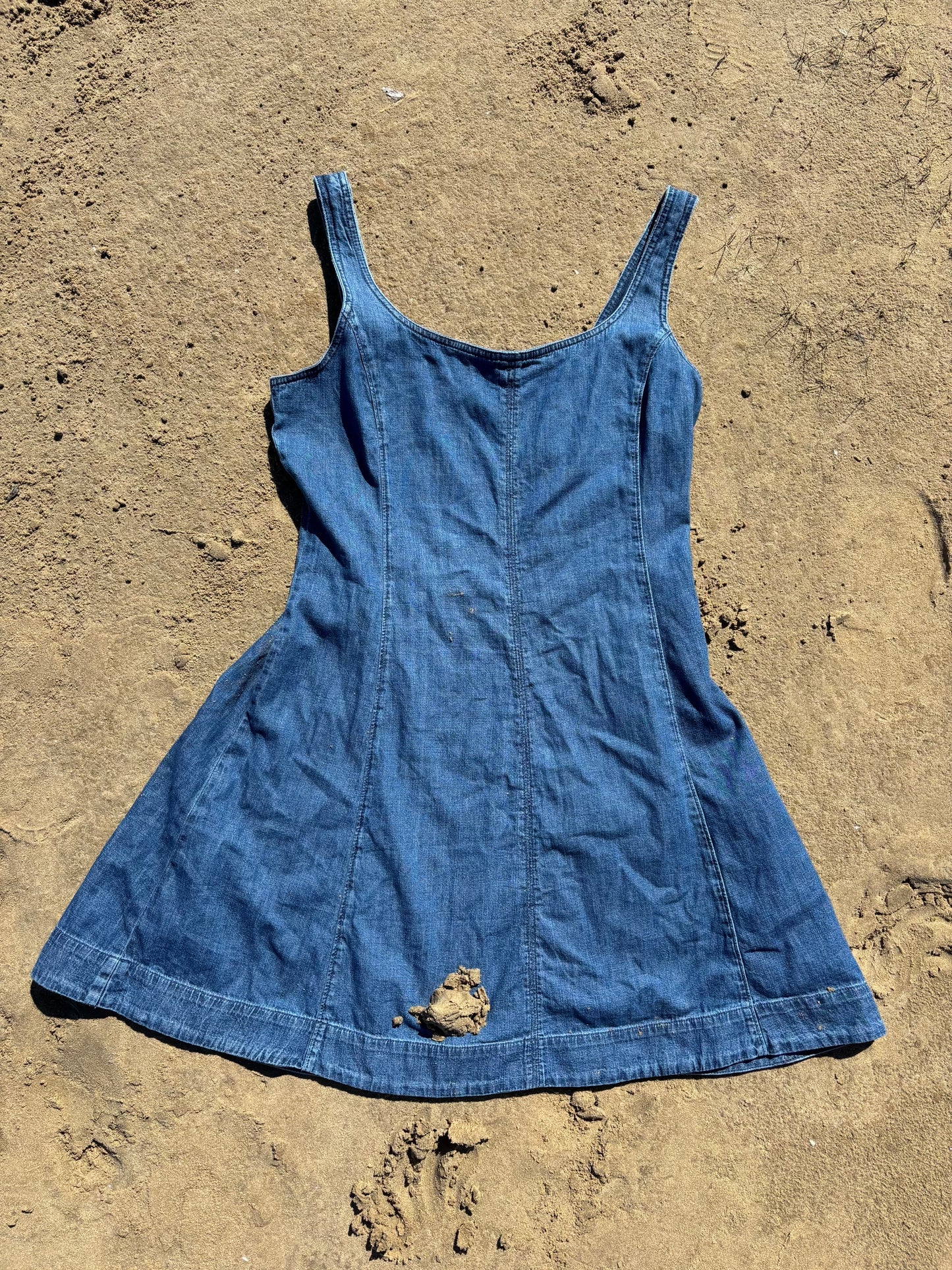 Denim Fit & Flare Sleeveless Dress Size L
