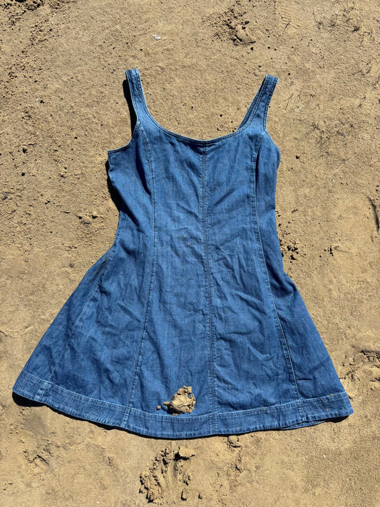 Denim Fit & Flare Sleeveless Dress Size L